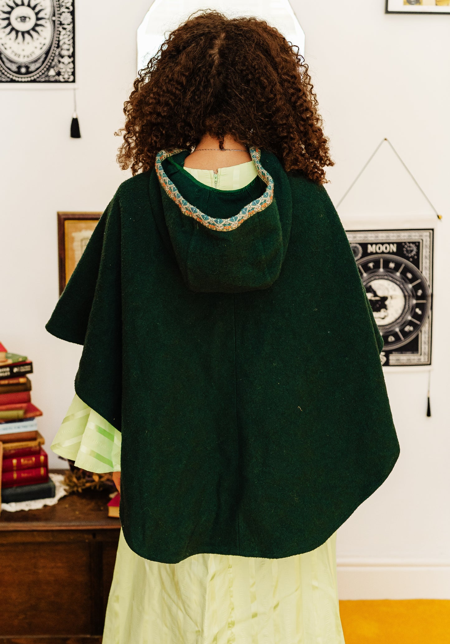 Vintage 60s Green Wool Cape