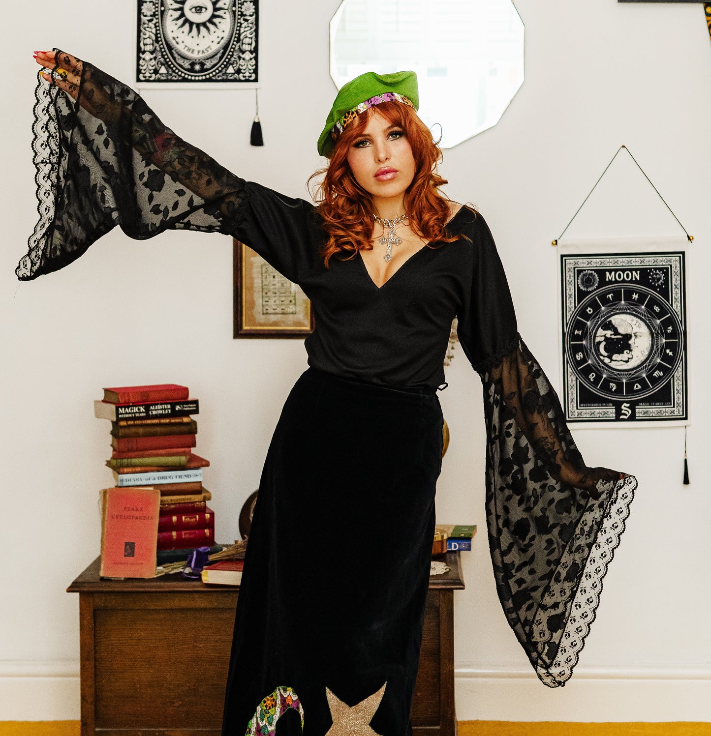 Vintage 90s Black Bell Sleeve Top