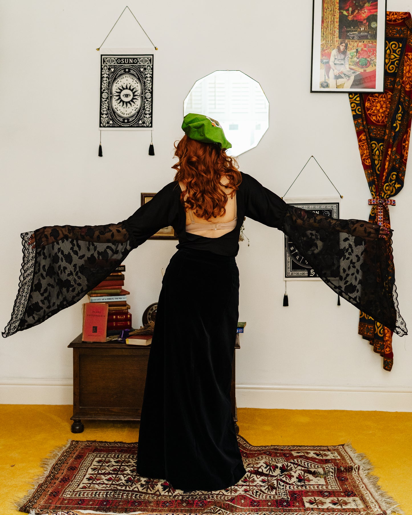 Vintage 90s Black Bell Sleeve Top
