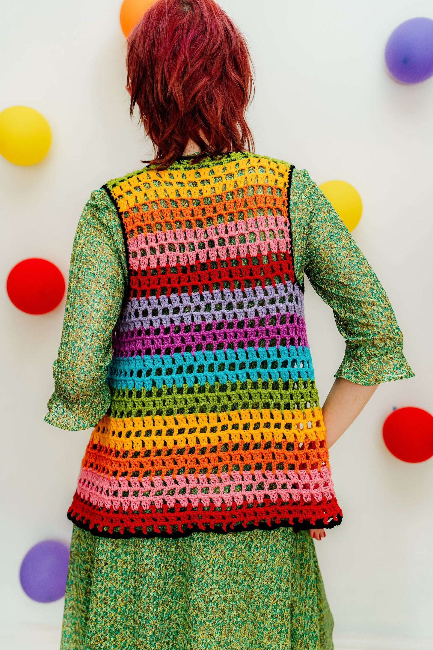 Handmade Rainbow Crochet Waistcoat