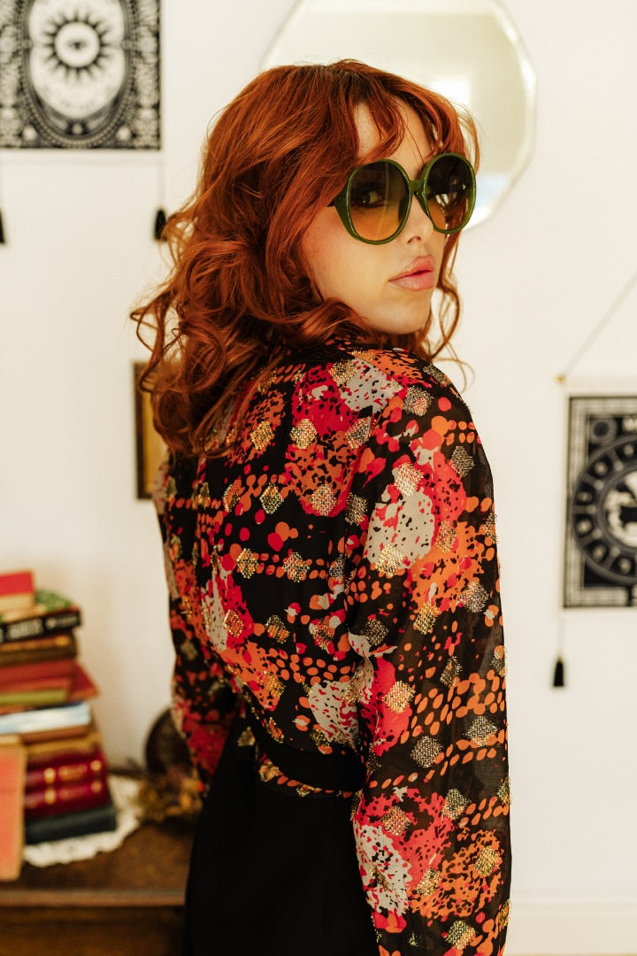 Vintage 70s Orange and Black Maxi Dress