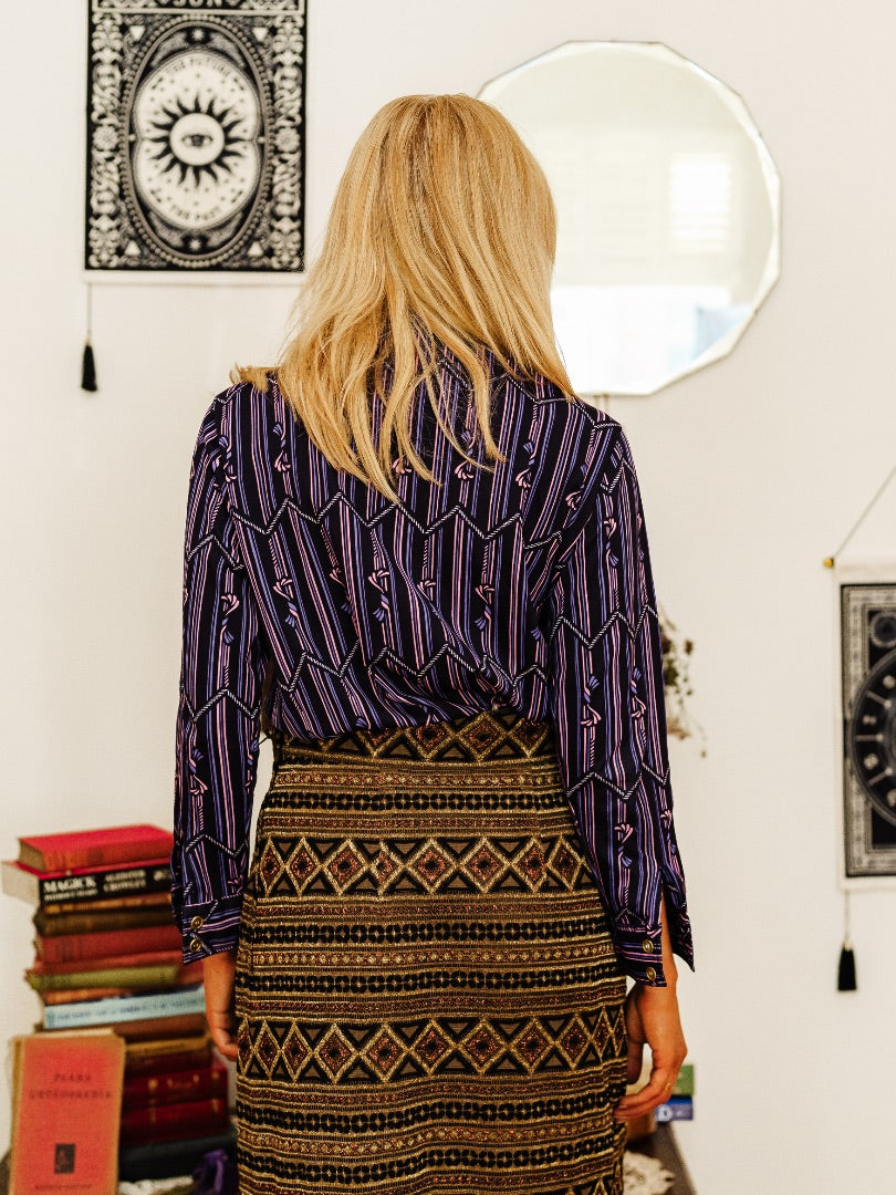 Vintage 70s Purple Print Shirt