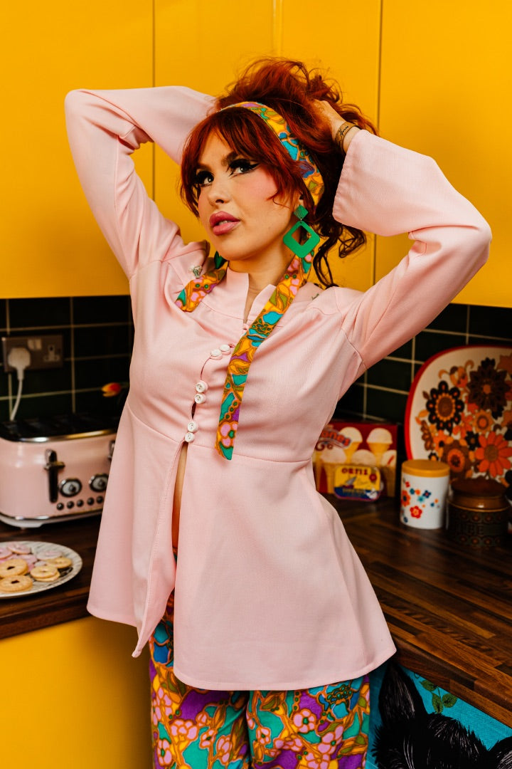 Kitsch Inn Vintage 60s Baby Pink Tunic Top