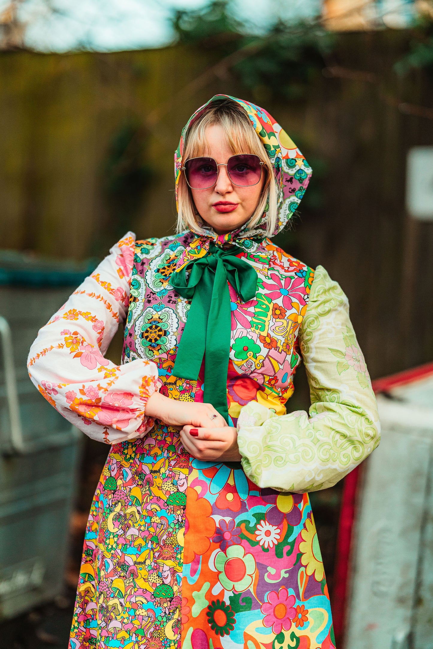 The Recycling Centre Patchwork Bow Midi Dress