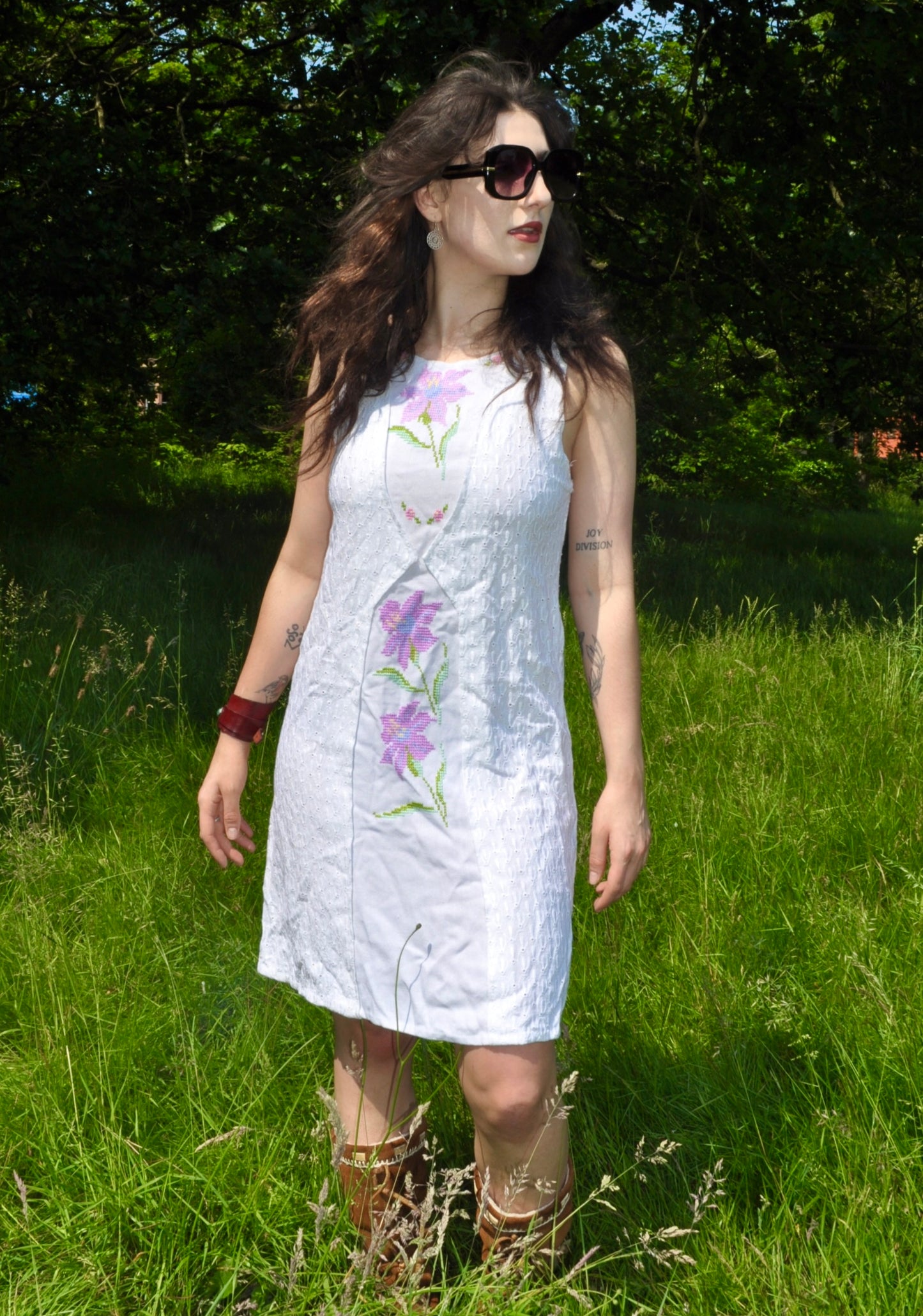Vintage 70s White Embroidered Dress