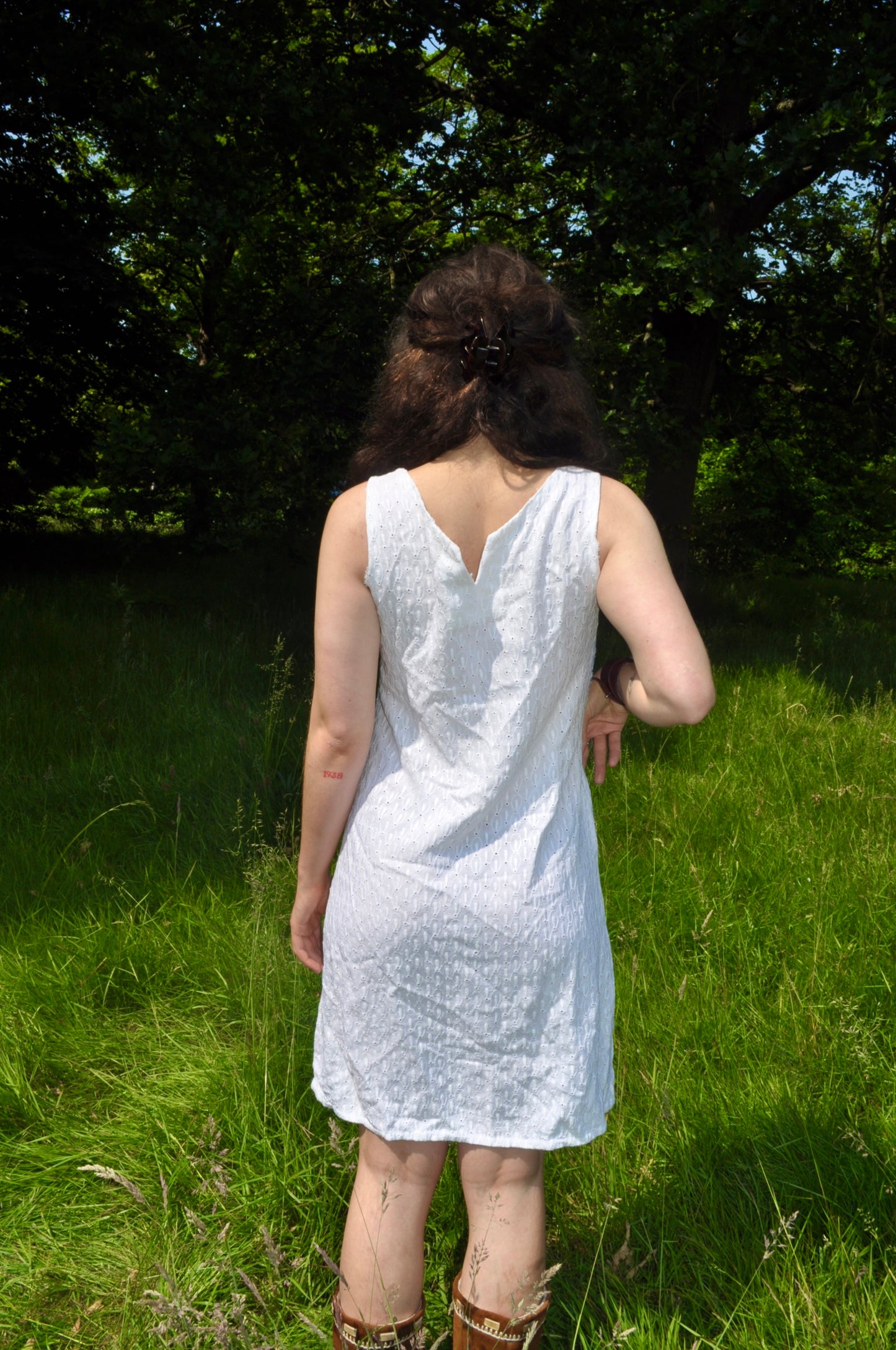 Vintage 70s White Embroidered Dress