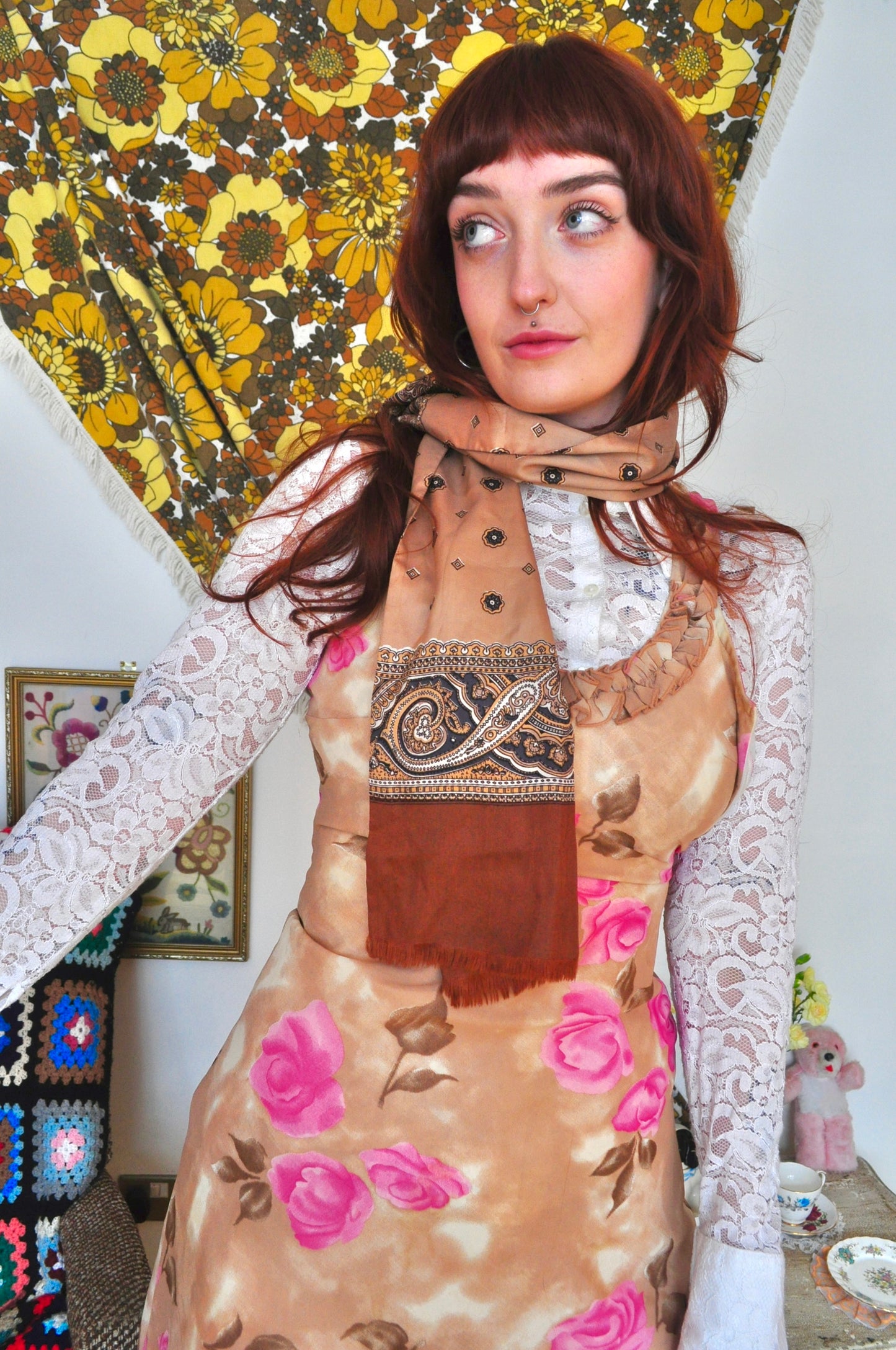 Vintage 70s Toffee and Chocolate Cravat