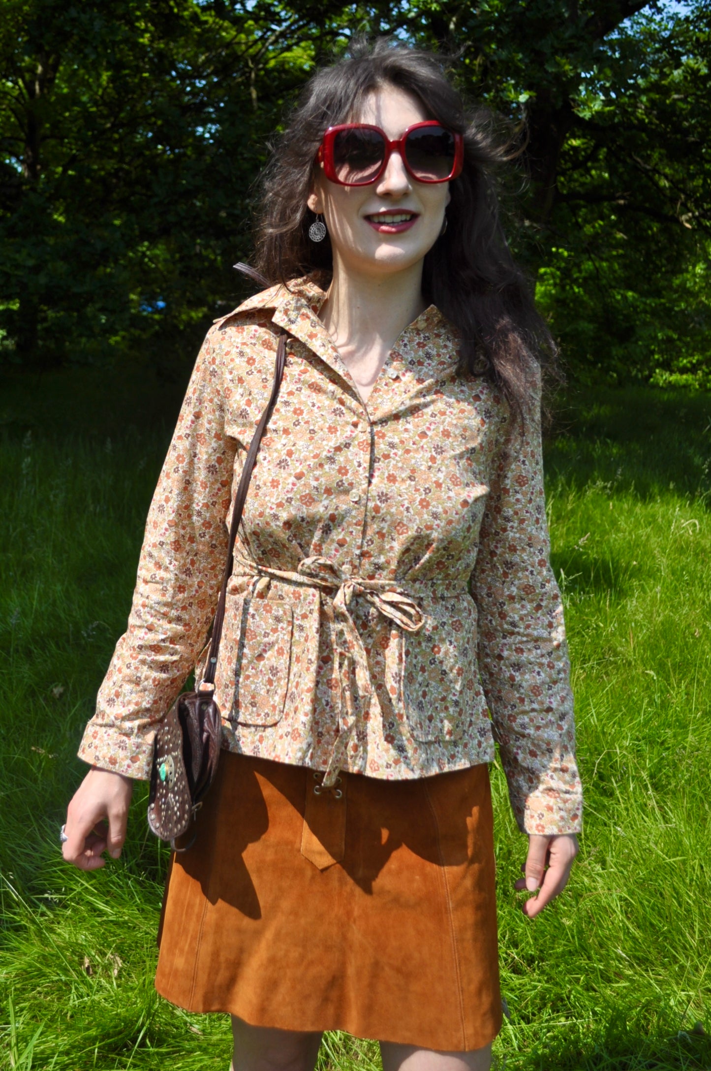 Vintage 70s Brown Floral Shirt