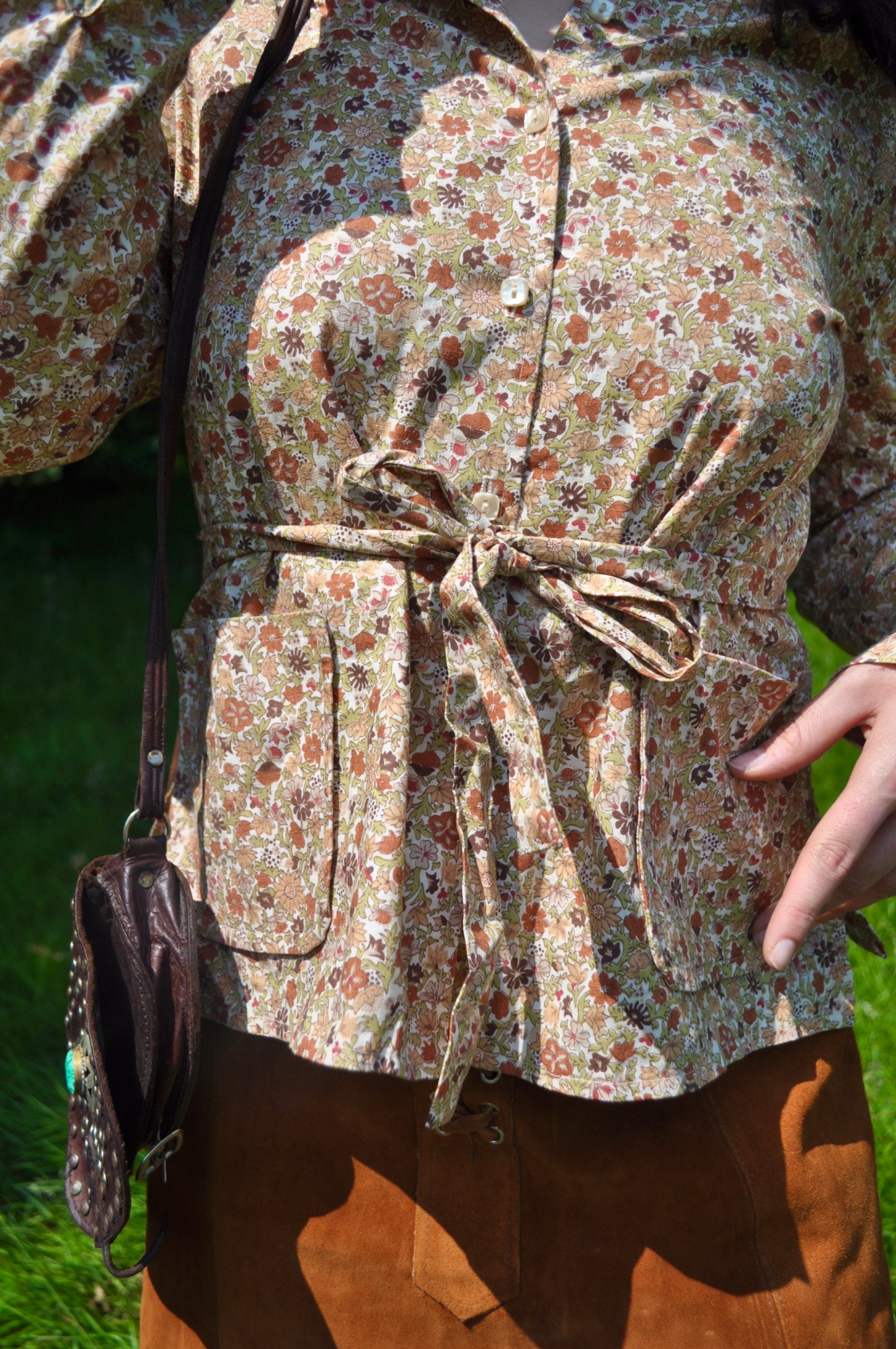 Vintage 70s Brown Floral Shirt