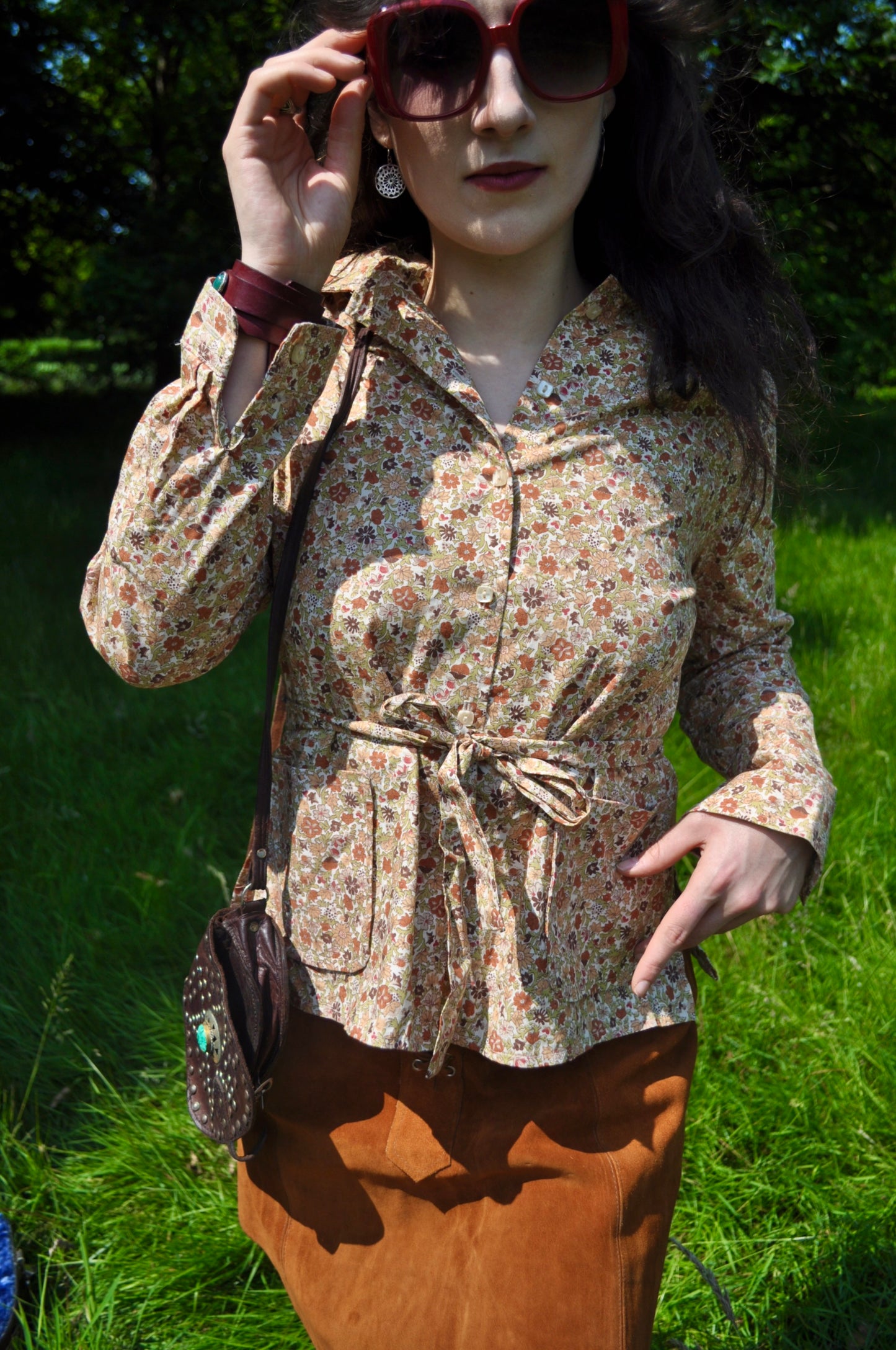 Vintage 70s Brown Floral Shirt