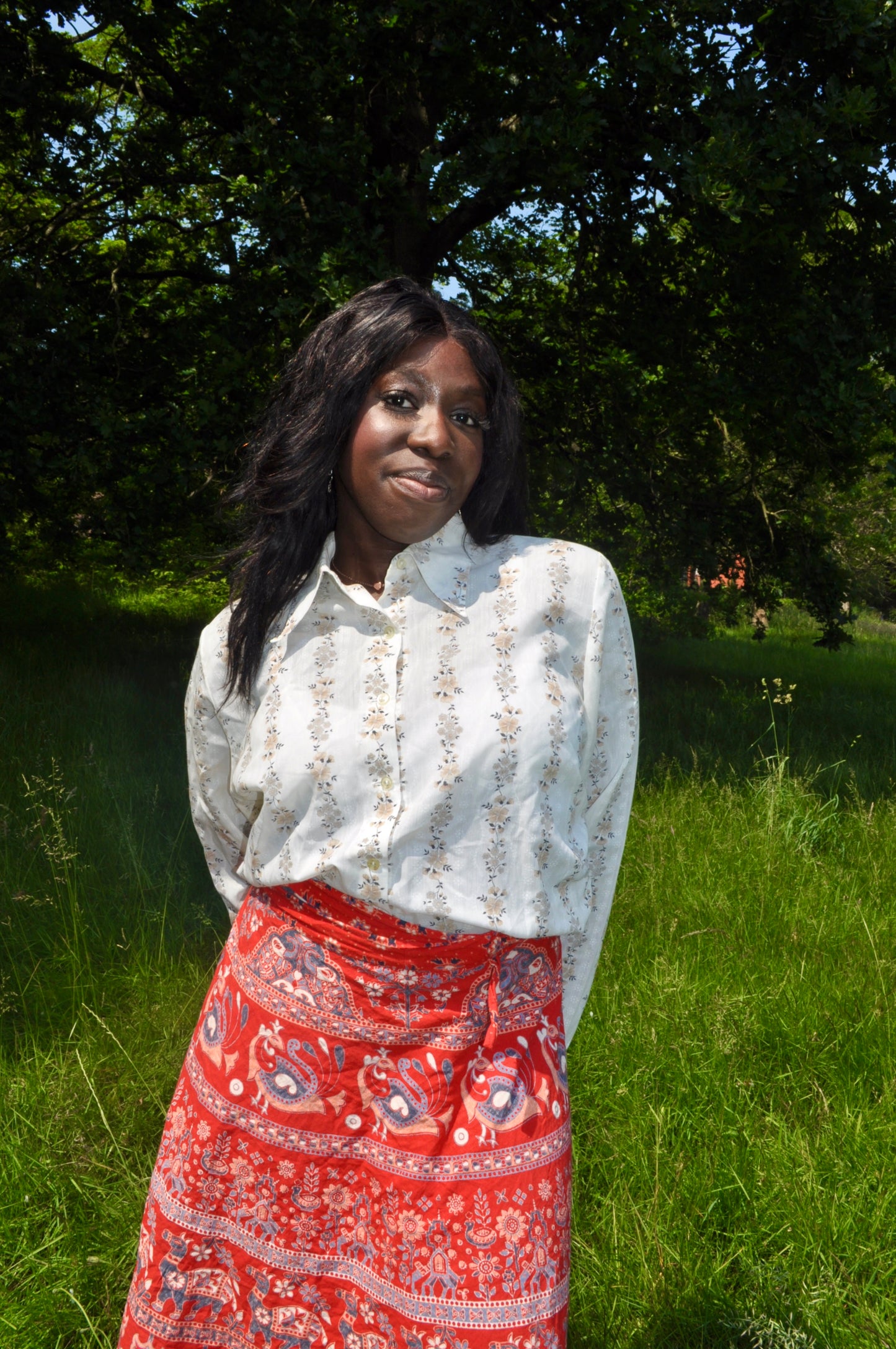 Vintage 70s White Floral Shirt