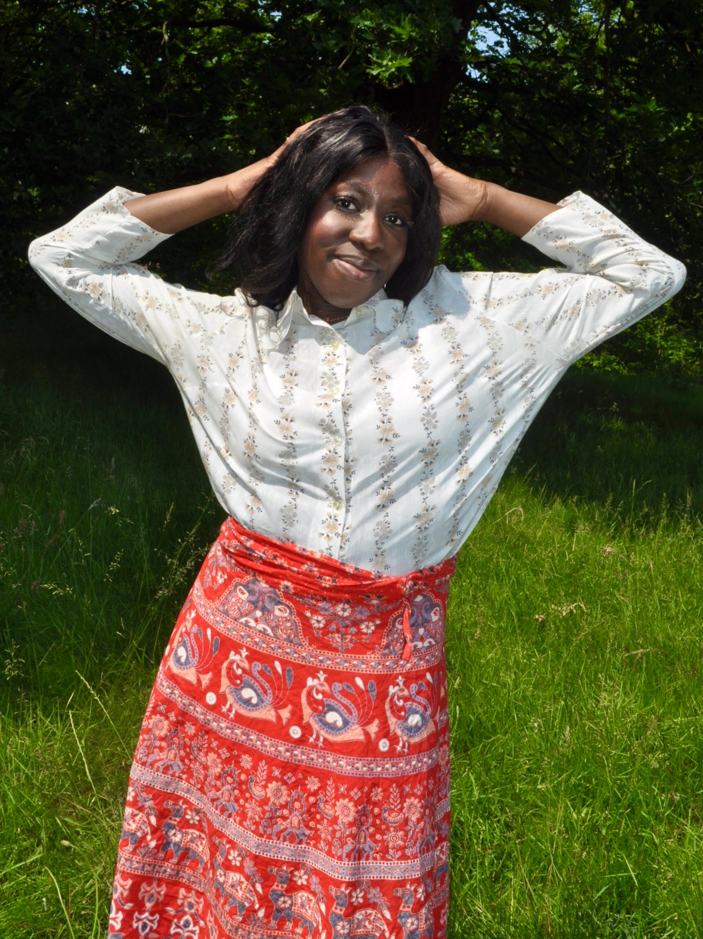 Vintage 70s White Floral Shirt