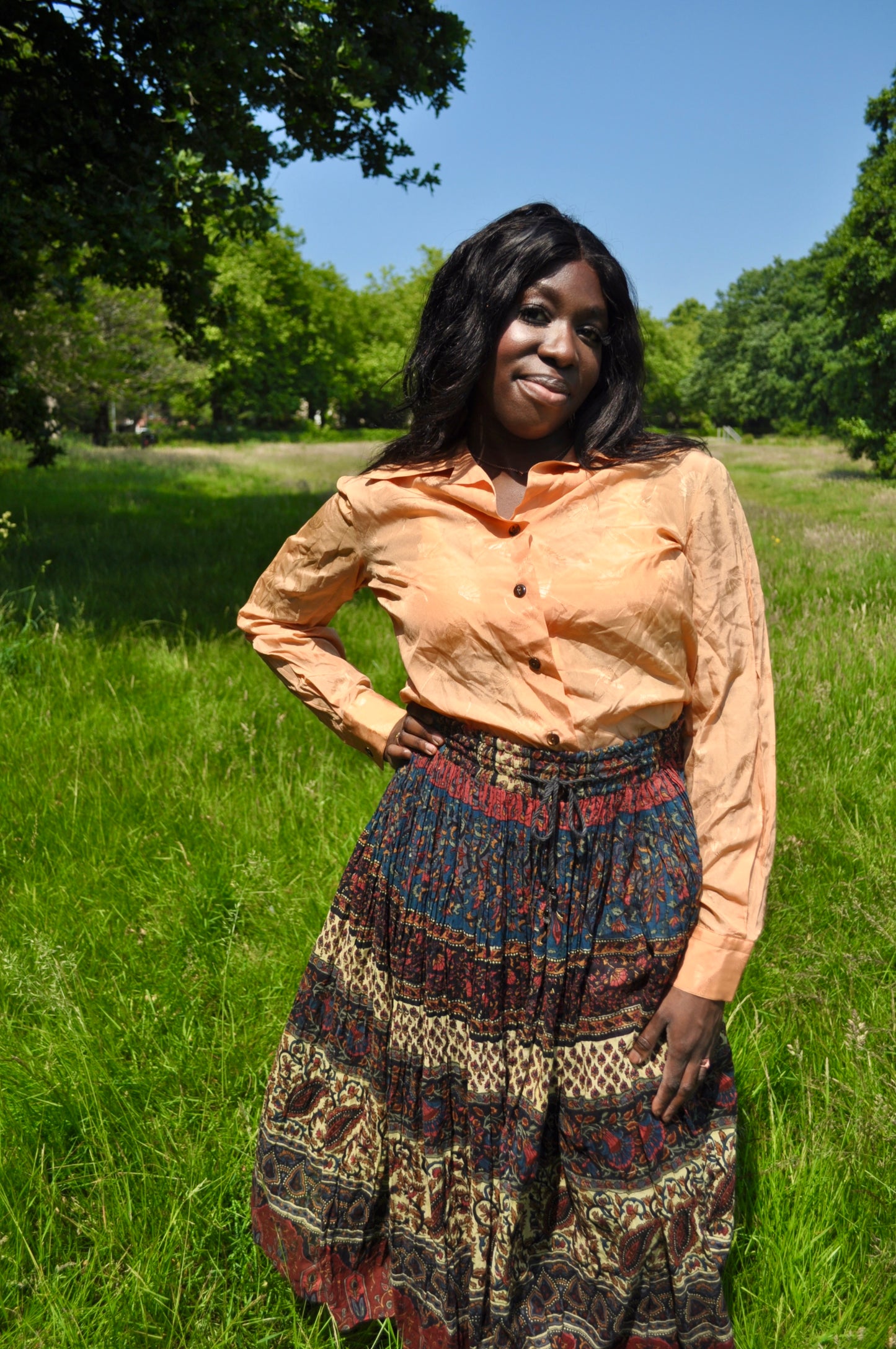 Vintage 70s Peach Umbrella Shirt