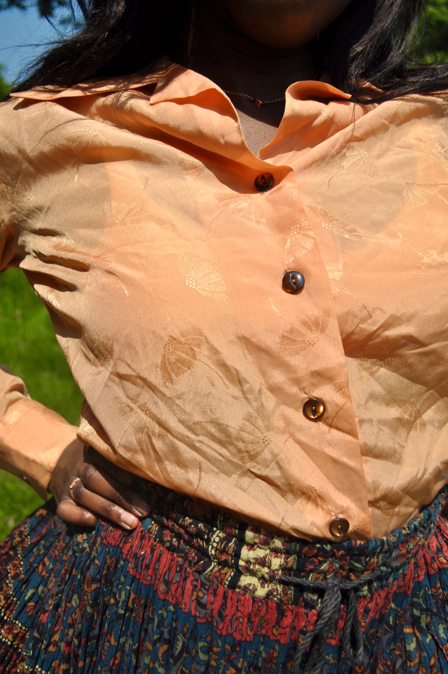 Vintage 70s Peach Umbrella Shirt