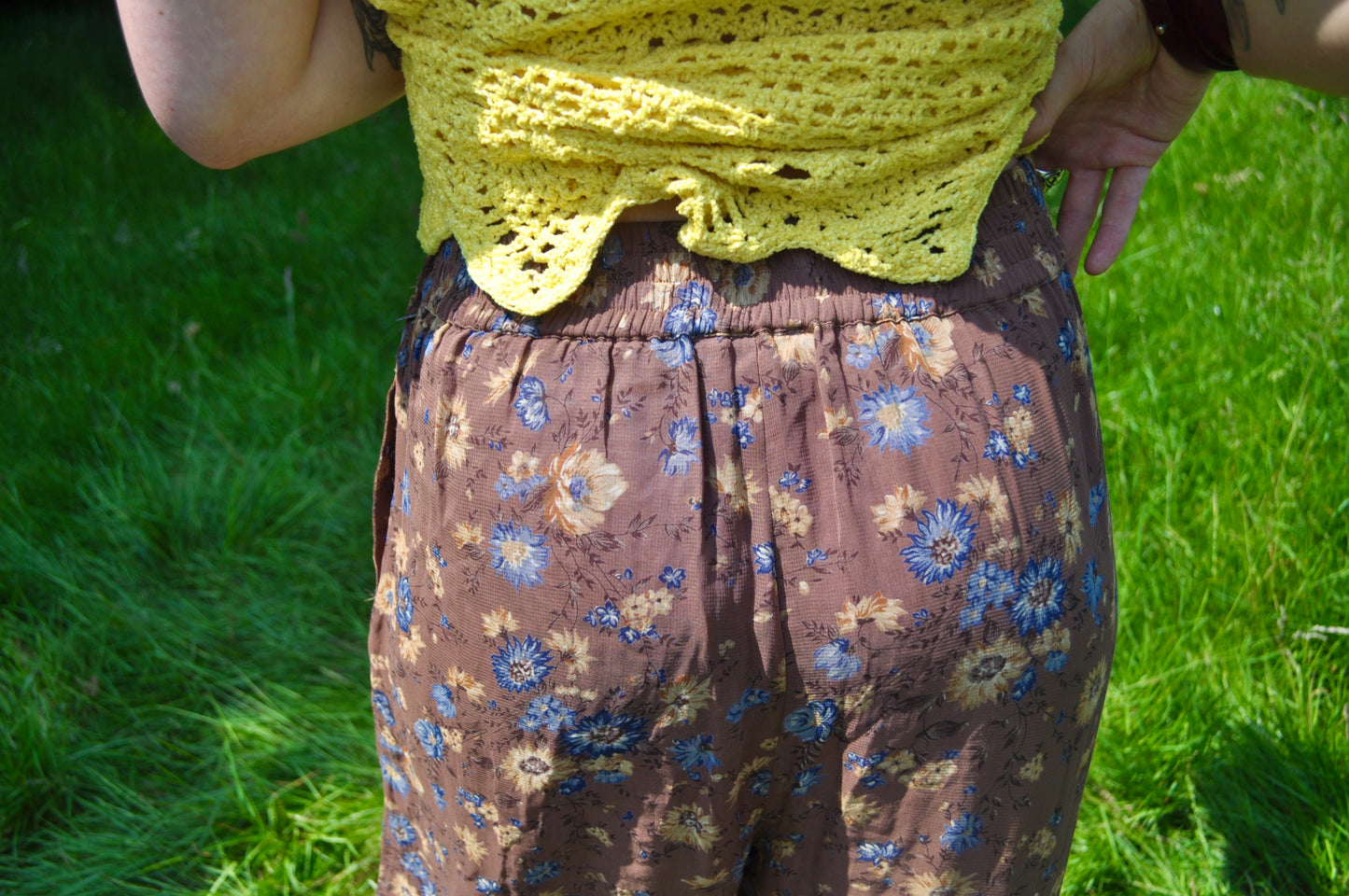Vintage Relaxed Brown Floral Trousers