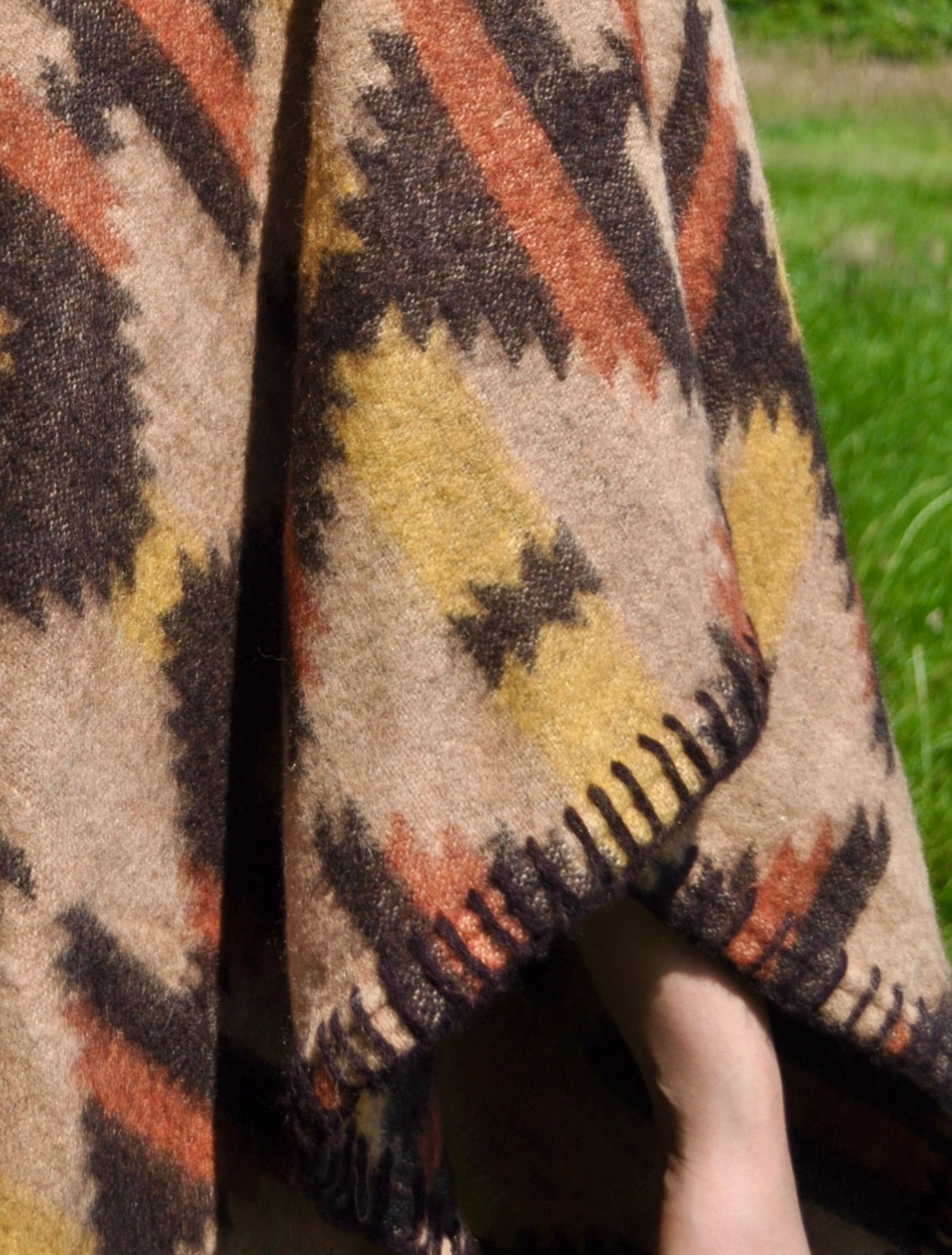 Vintage 70s Brown Aztec Print Shawl