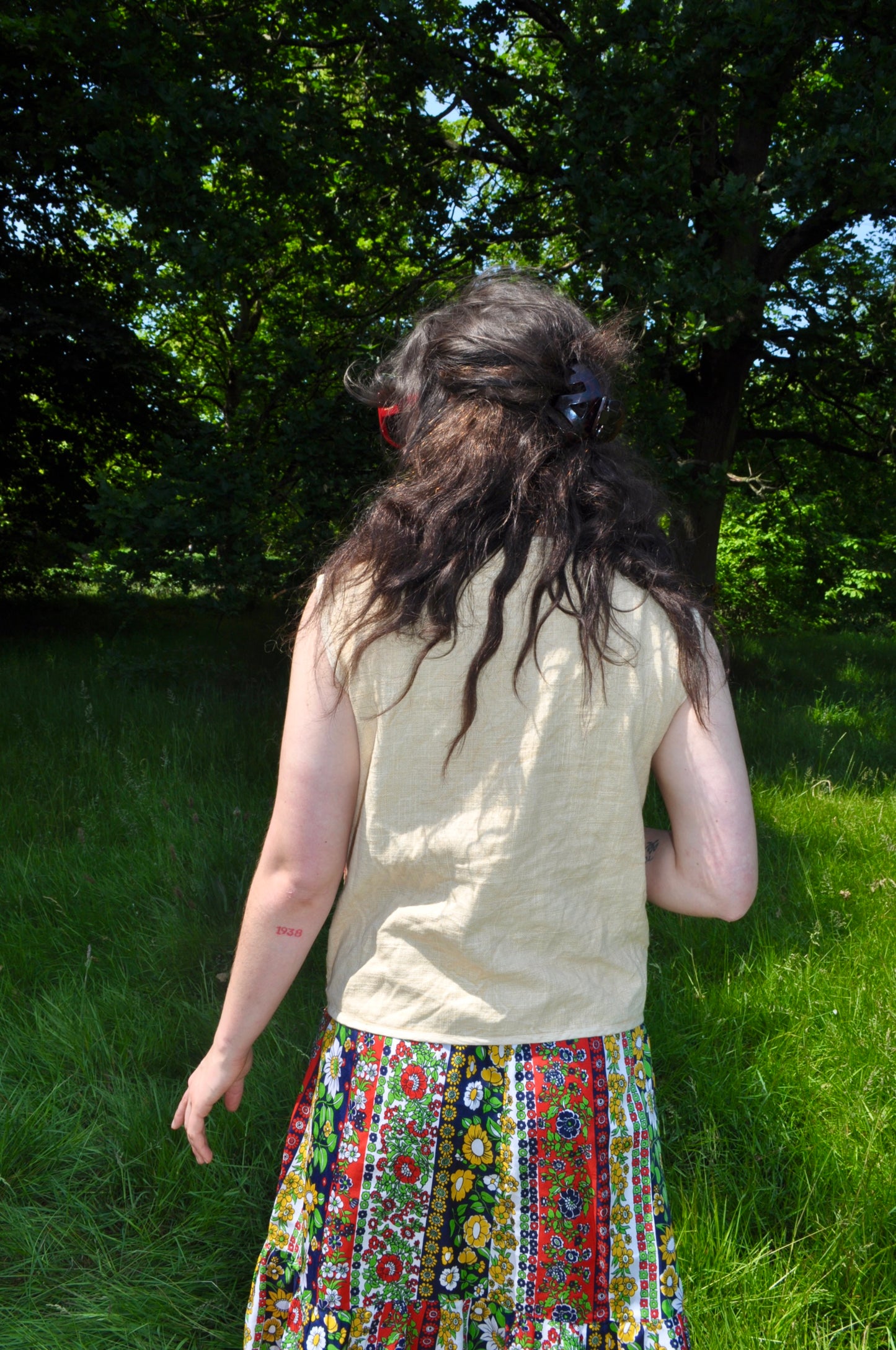 Vintage Cream and Red Embroidered Waistcoat