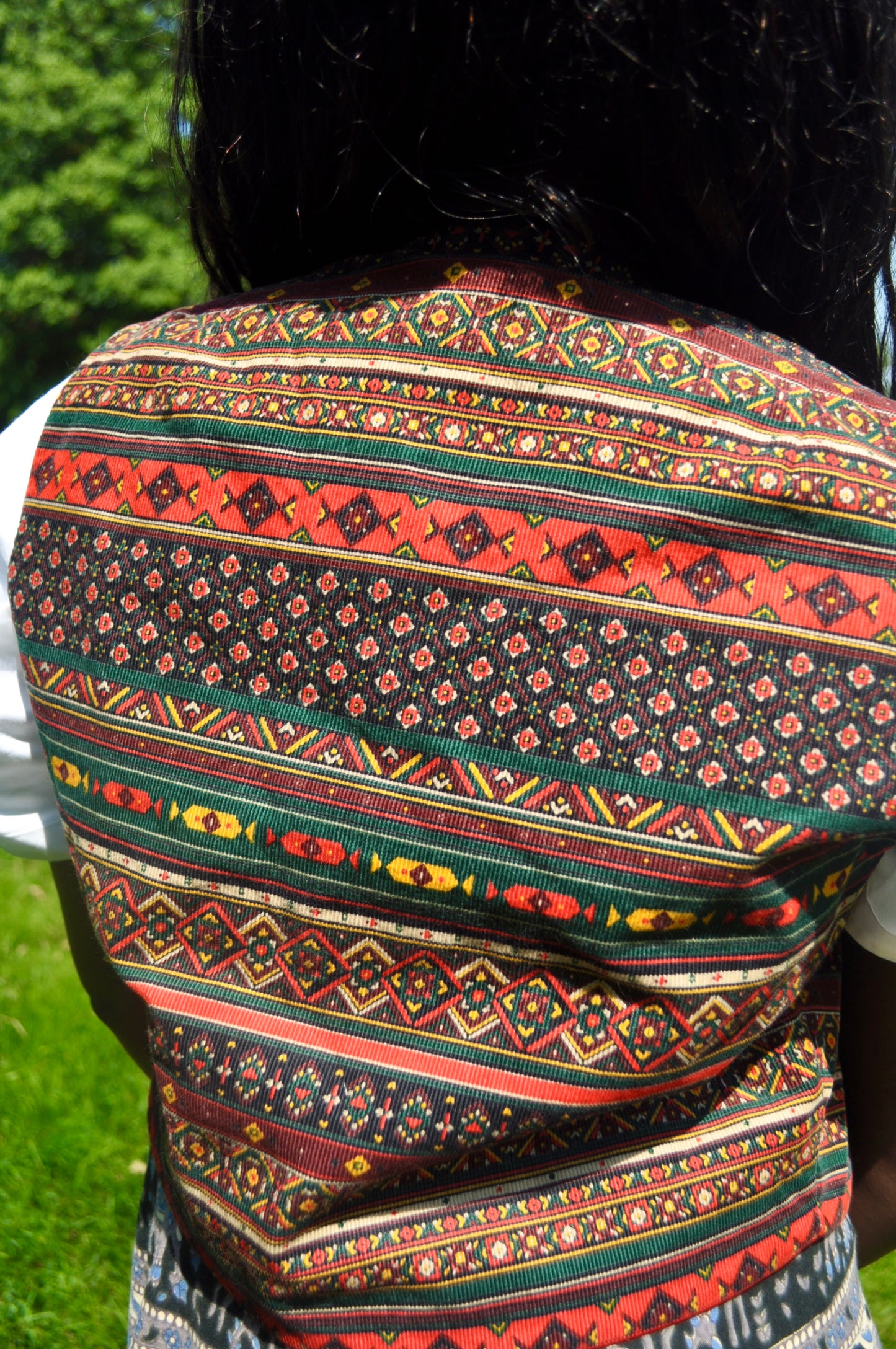 Vintage 70s Tapestry Print Cord Waistcoat