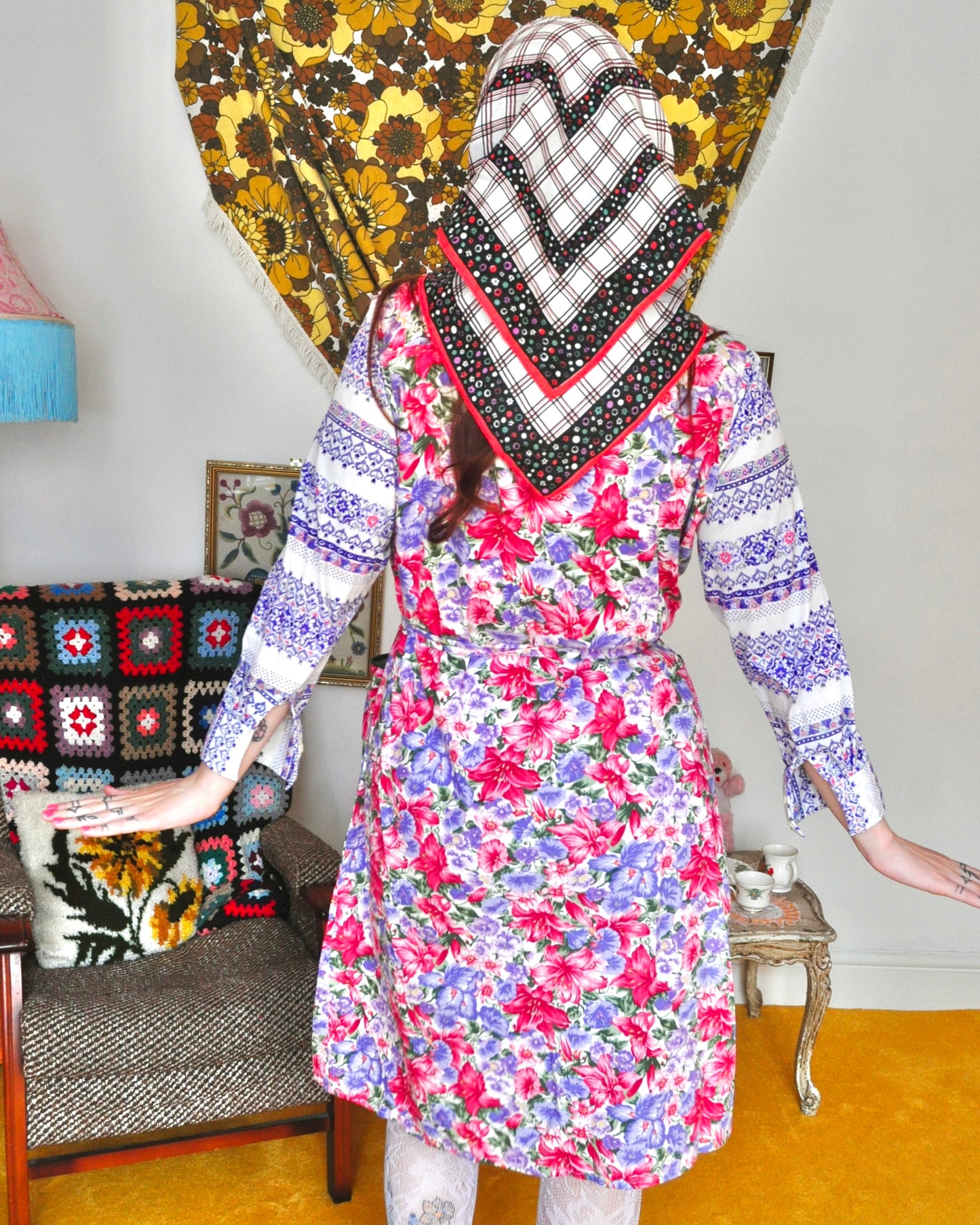Vintage 80s Floral Sleeveless Dress