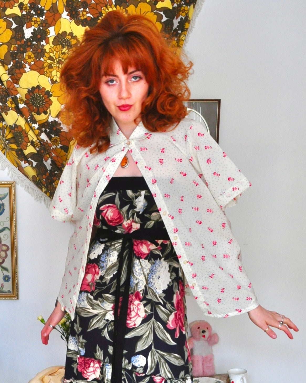 Vintage 80s Cream Short Sleeve Shirt