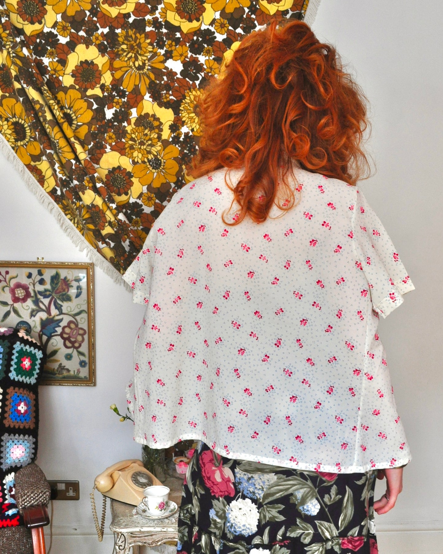 Vintage 80s Cream Short Sleeve Shirt
