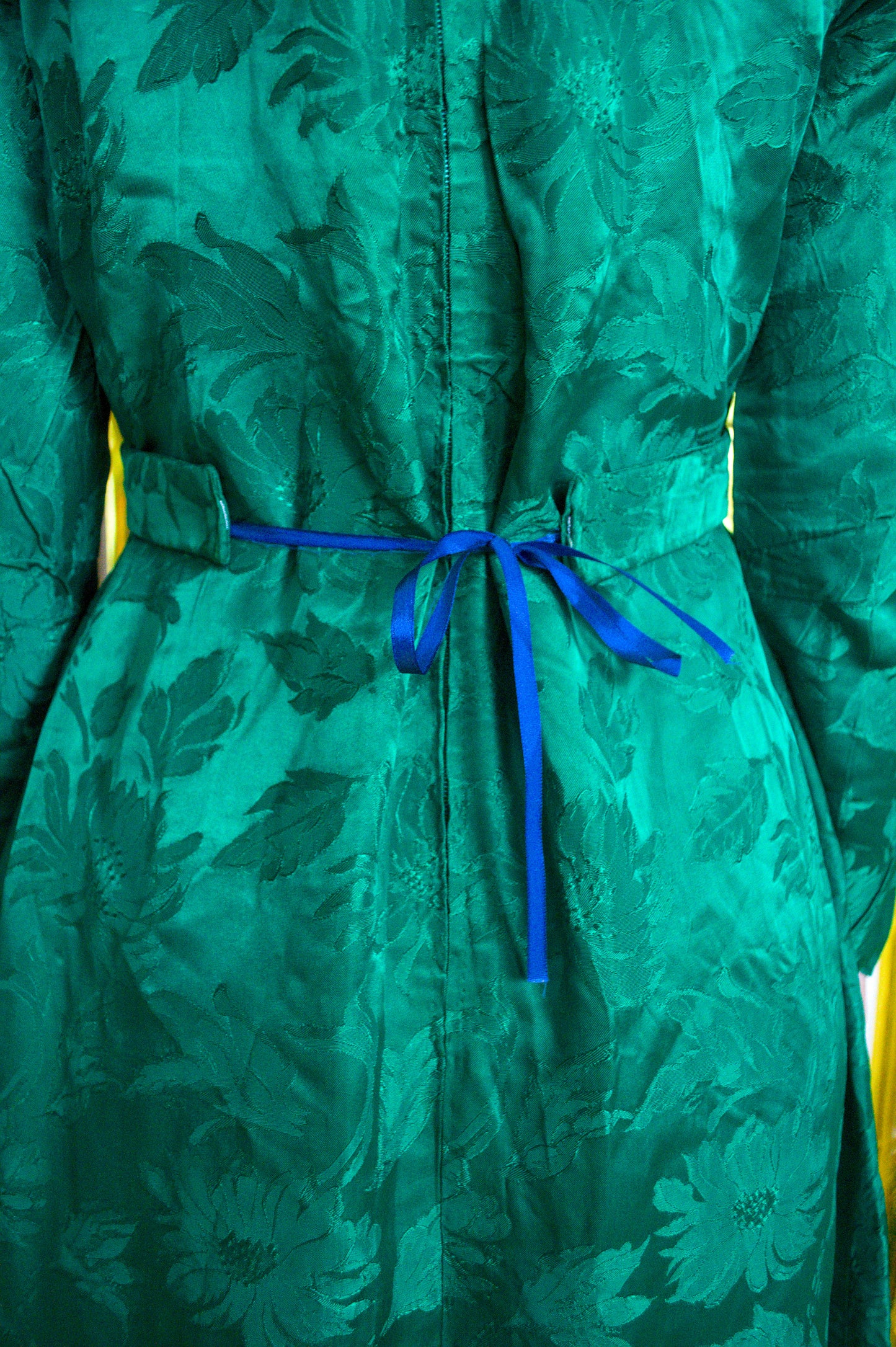 Vintage 60s Green Brocade Midi Dress