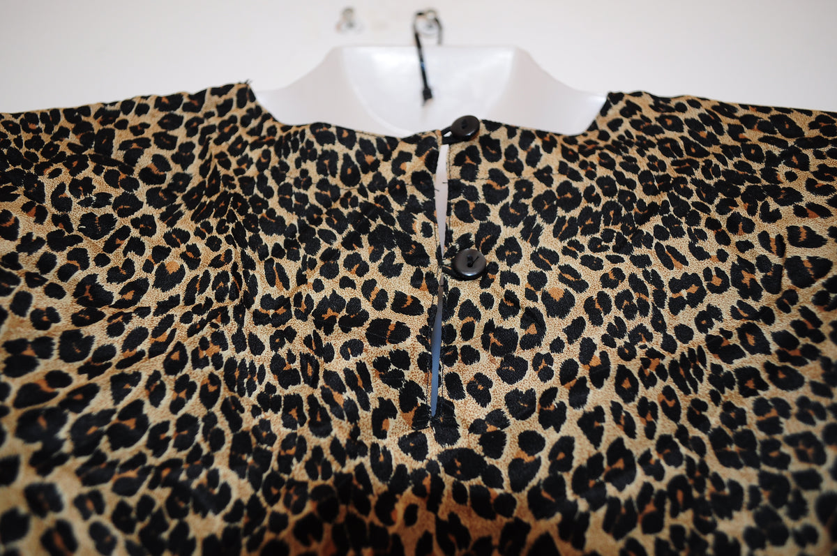 Vintage 80s Leopard Print Silk Top