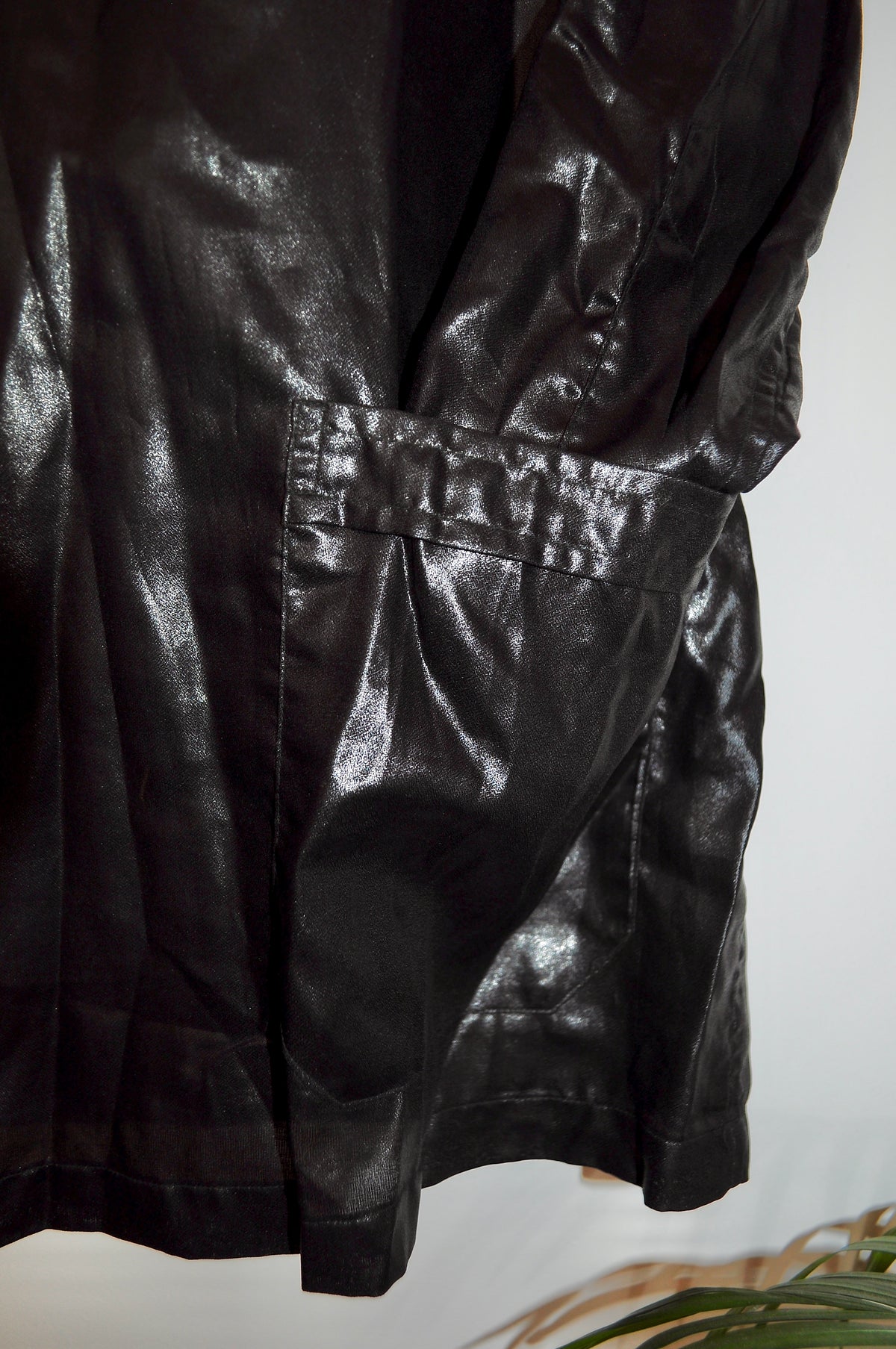 Vintage 70s Black Wet Look Shirt