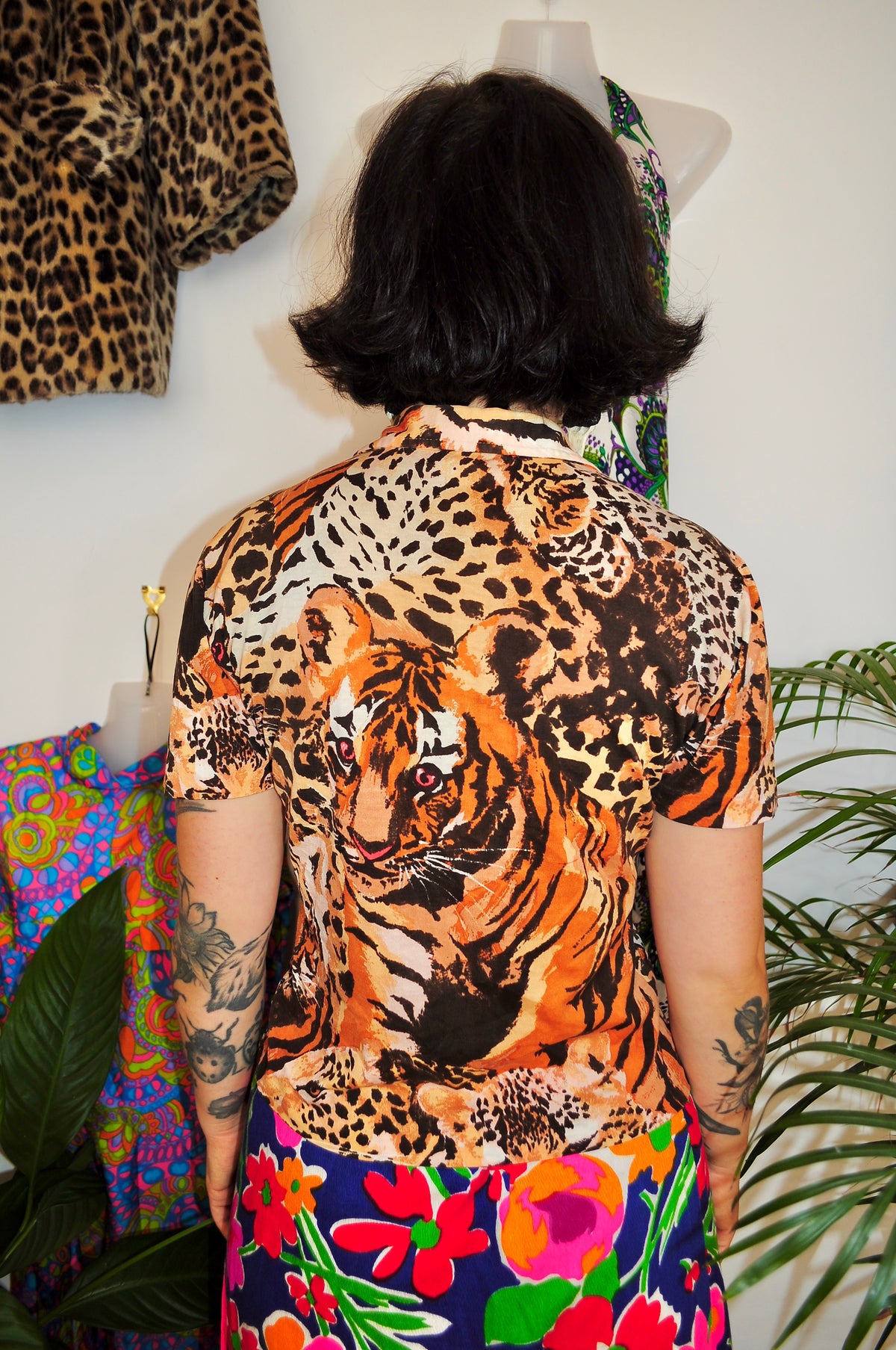 Vintage 80s Tiger Animal Print Shirt
