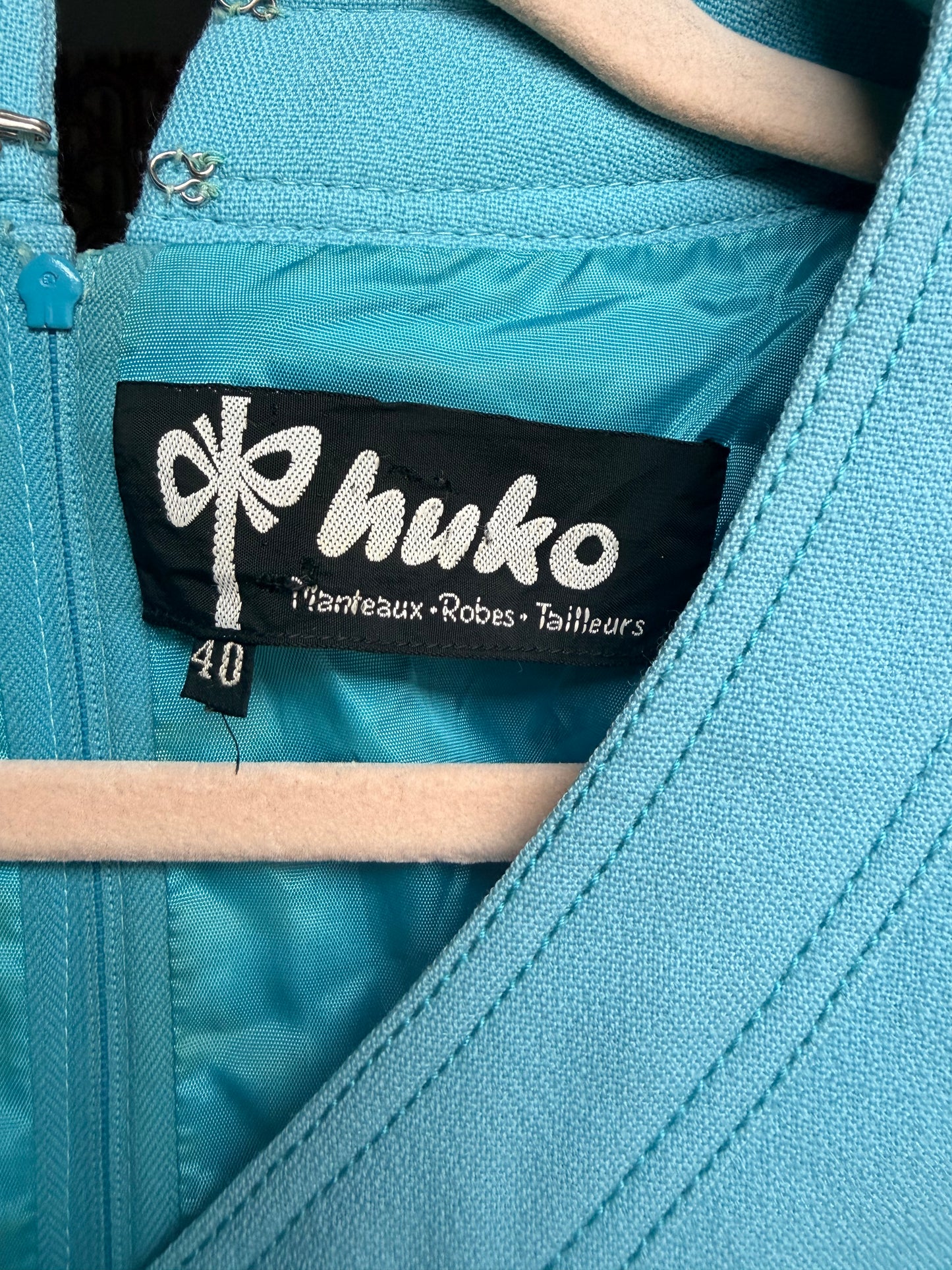 Vintage 60s Baby Blue Tailored Dress