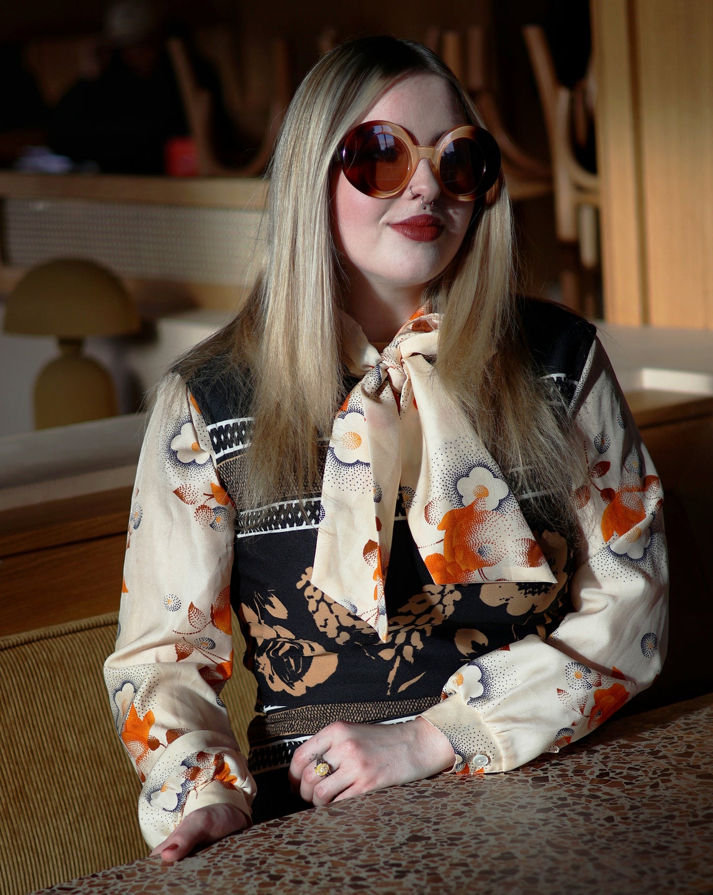 Vintage 70s Cream Pussy Bow Blouse