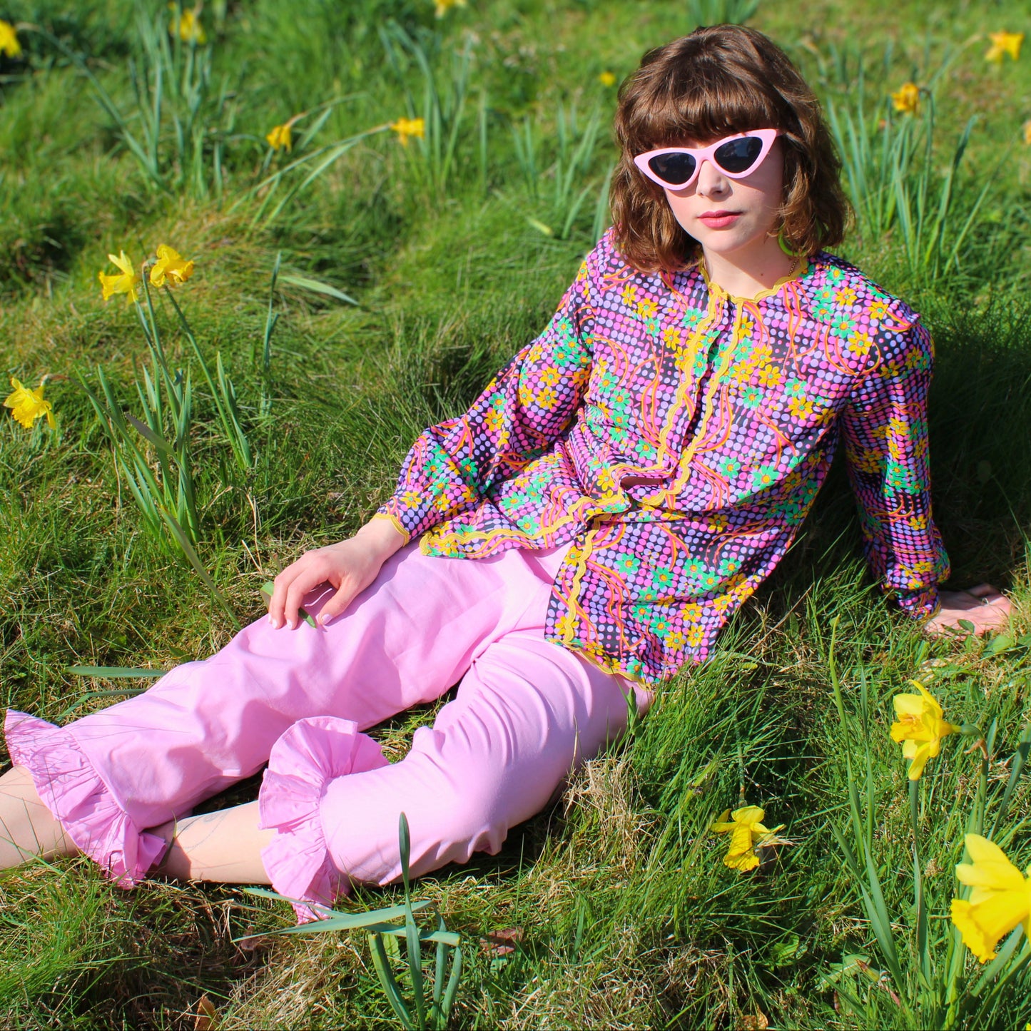 Vintage 60s Psychedelic Print Blouse