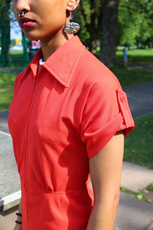 Vintage 70s Red Knee Dress