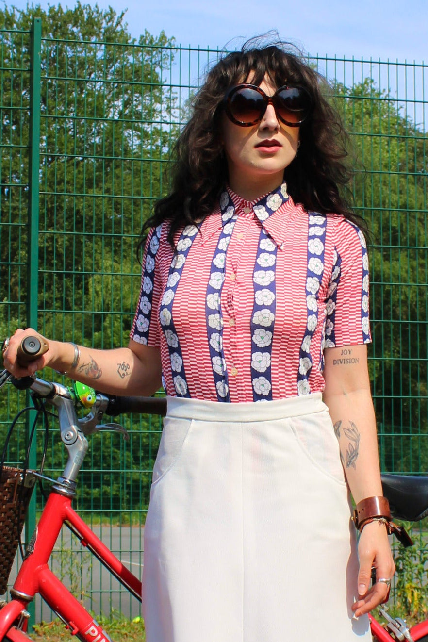 Vintage 70s Red White and Blue Shirt