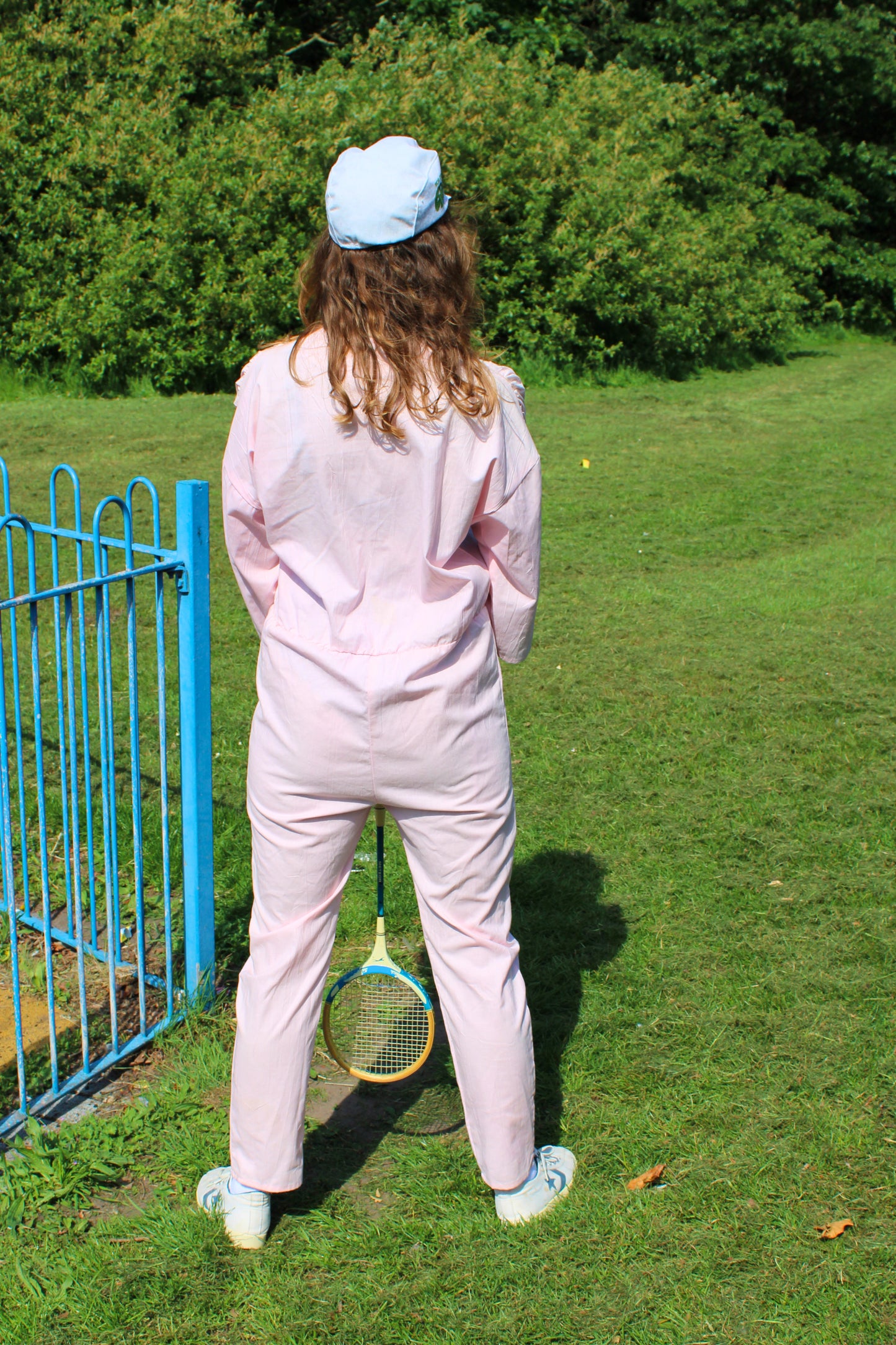 Vintage 80s Baby Pink Batwing Jumpsuit