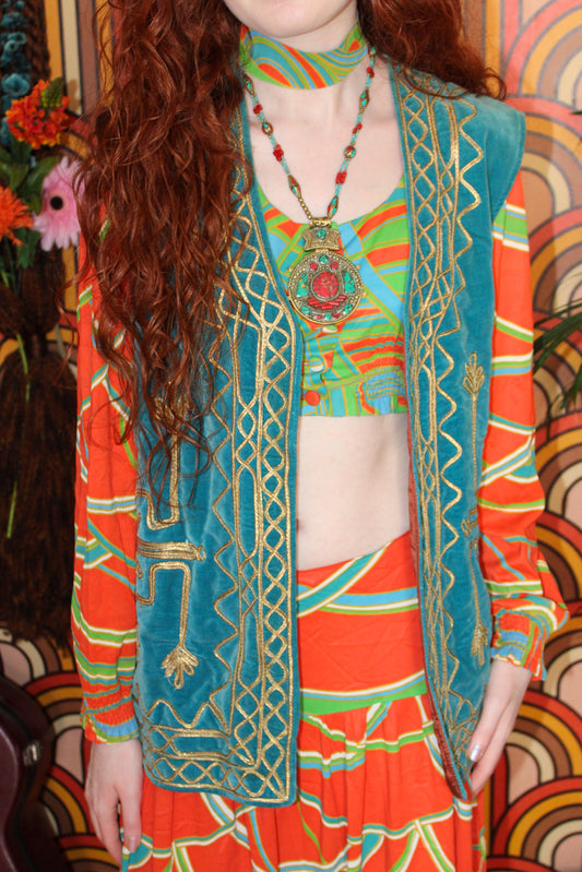 Vintage Blue and Gold Antique Ottoman Waistcoat
