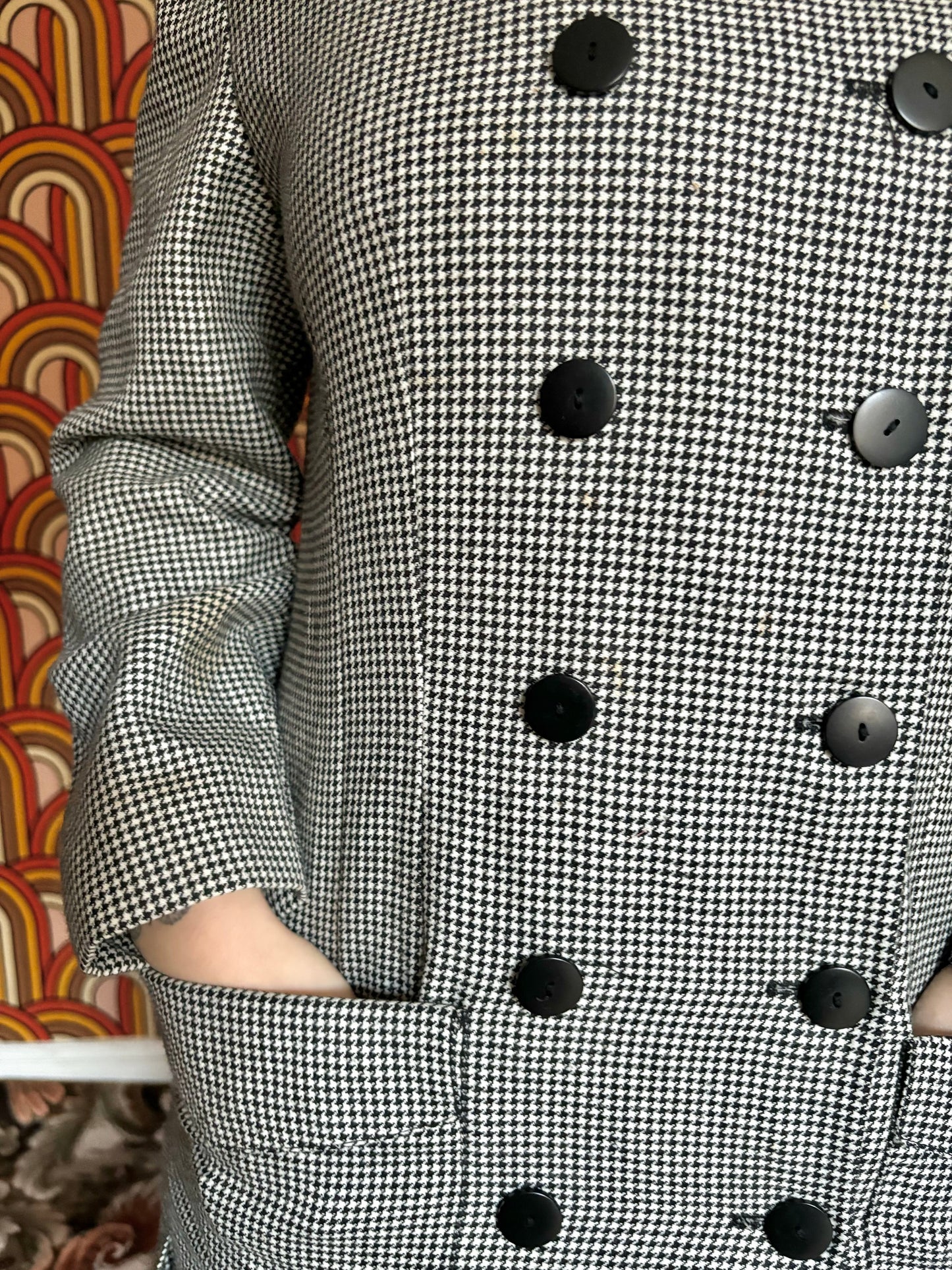 Vintage 80s does 60s Dogtooth Coat Dress