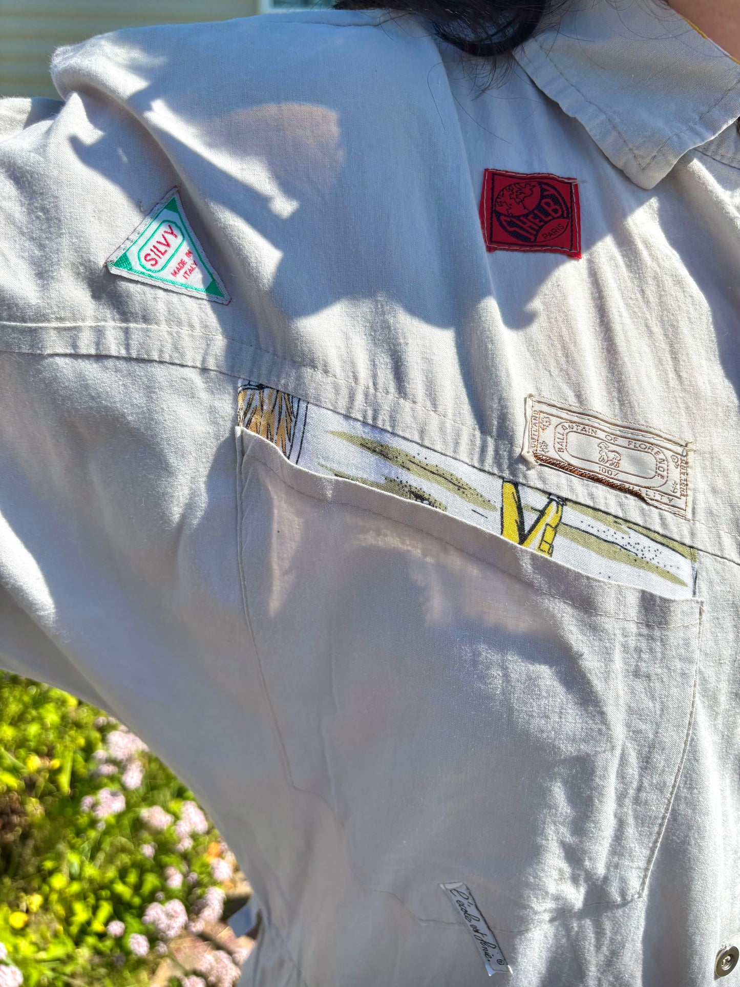 Vintage 70s 80s Grey Patched Jumpsuit