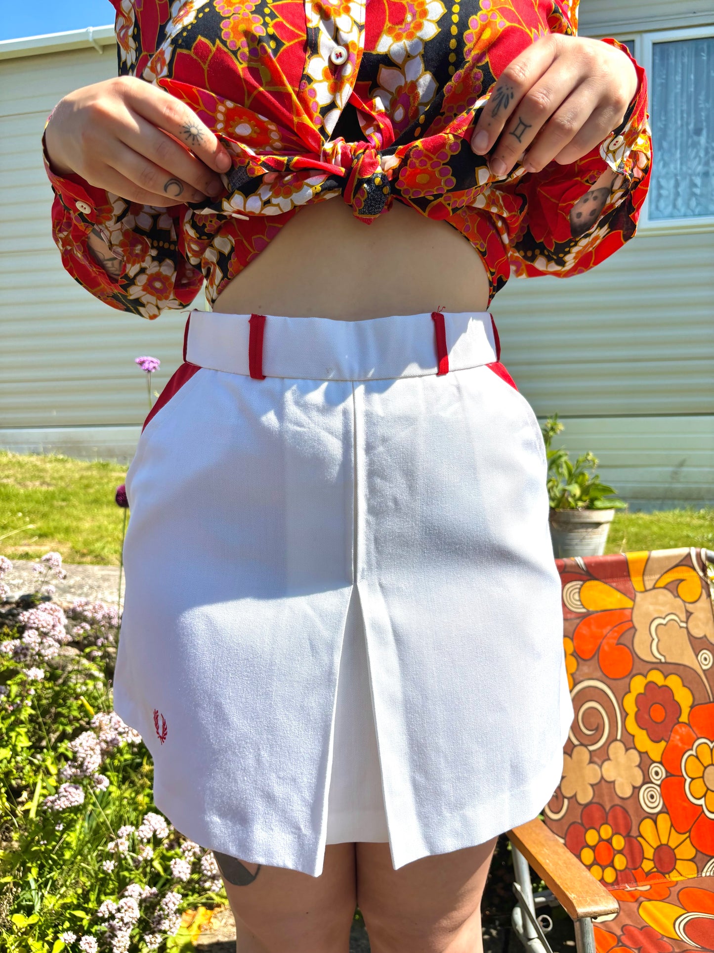 Vintage 70s White Fred Perry Tennis Skirt