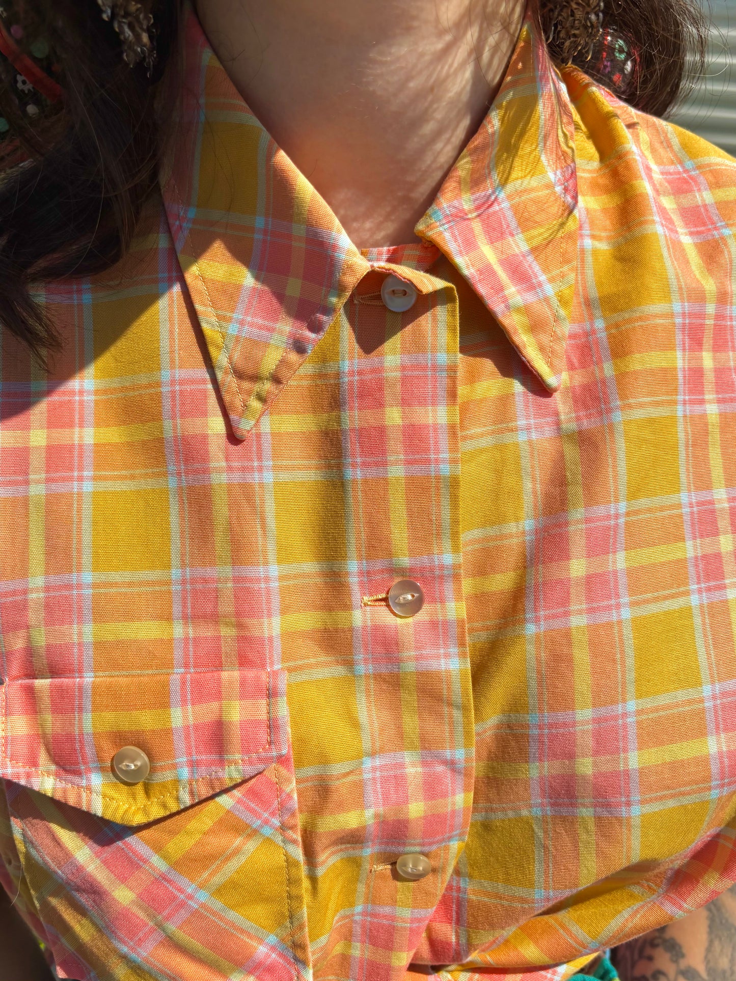 Vintage 70s Orange Check Shirt