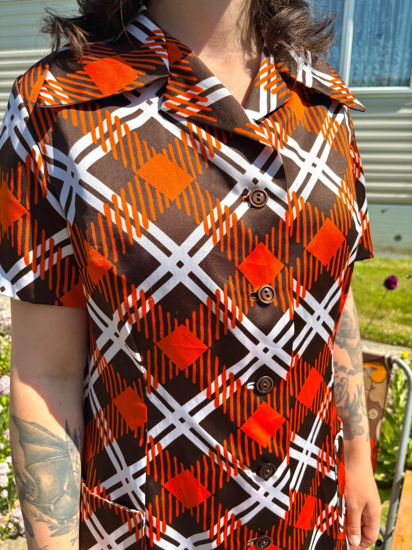 Vintage 70s Brown and Orange Tunic