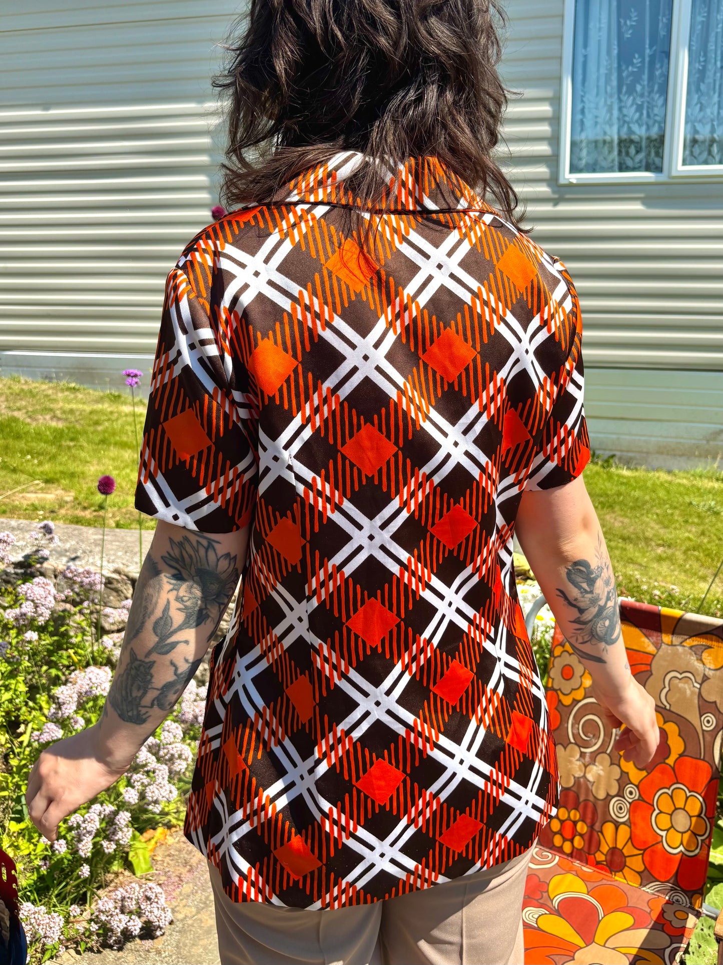 Vintage 70s Brown and Orange Tunic