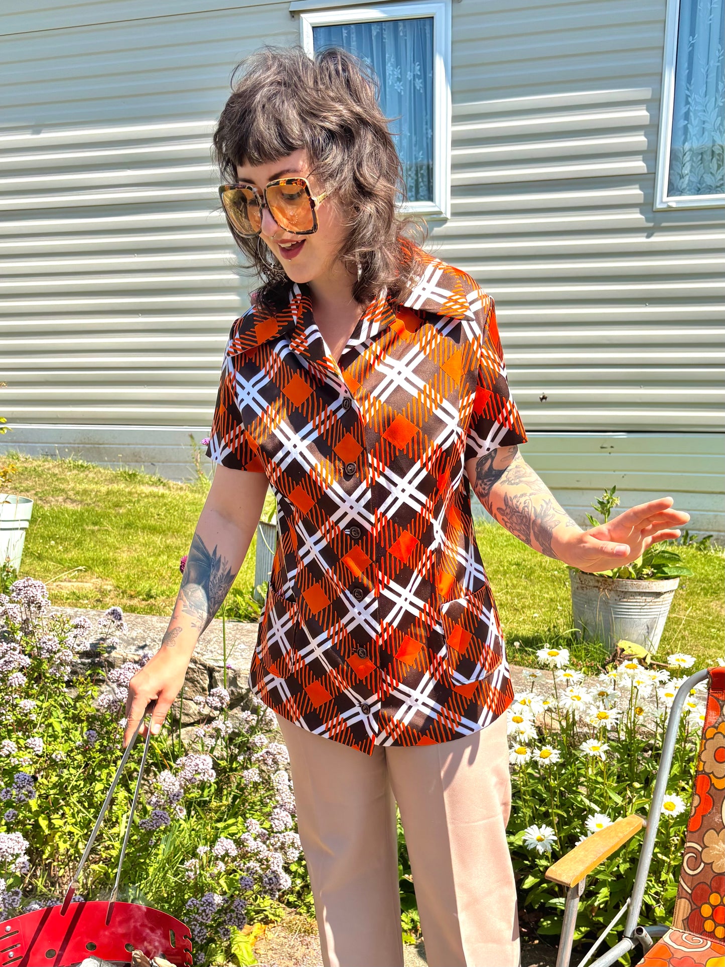 Vintage 70s Brown and Orange Tunic