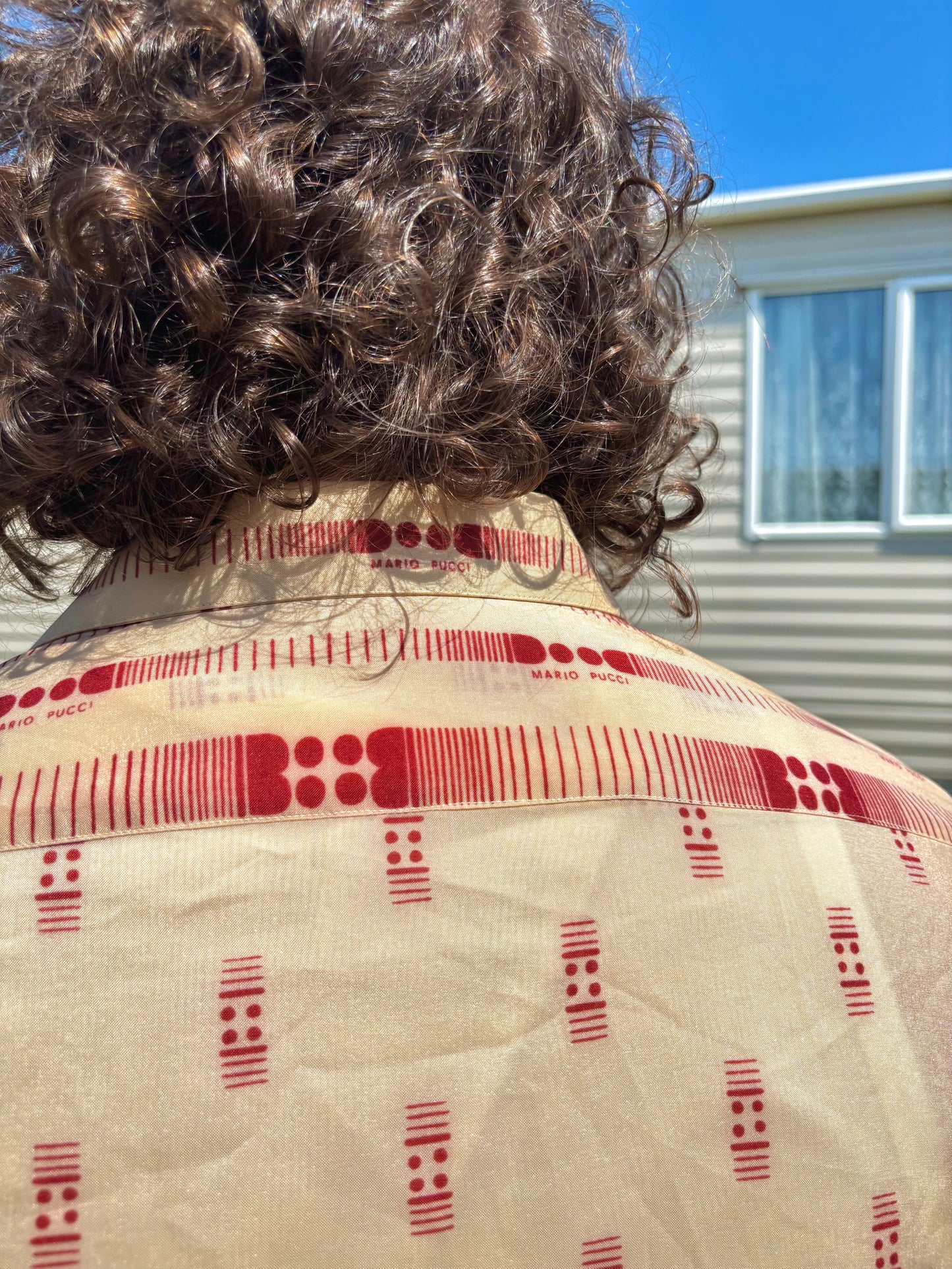 Vintage 70s Beige Printed Shirt
