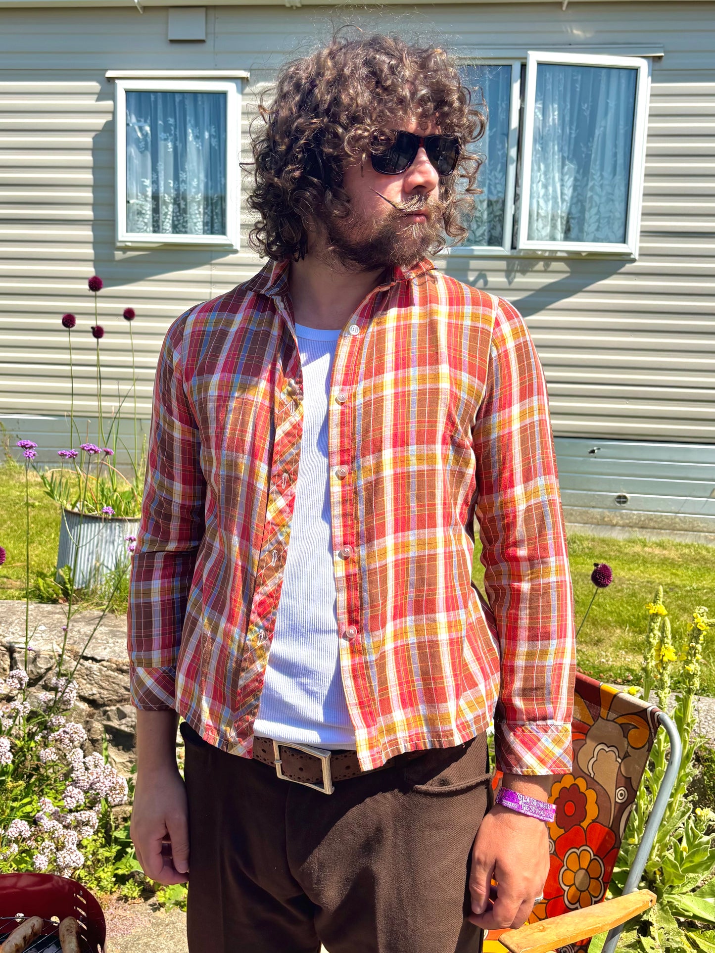 Vintage 70s Brown Check Shirt