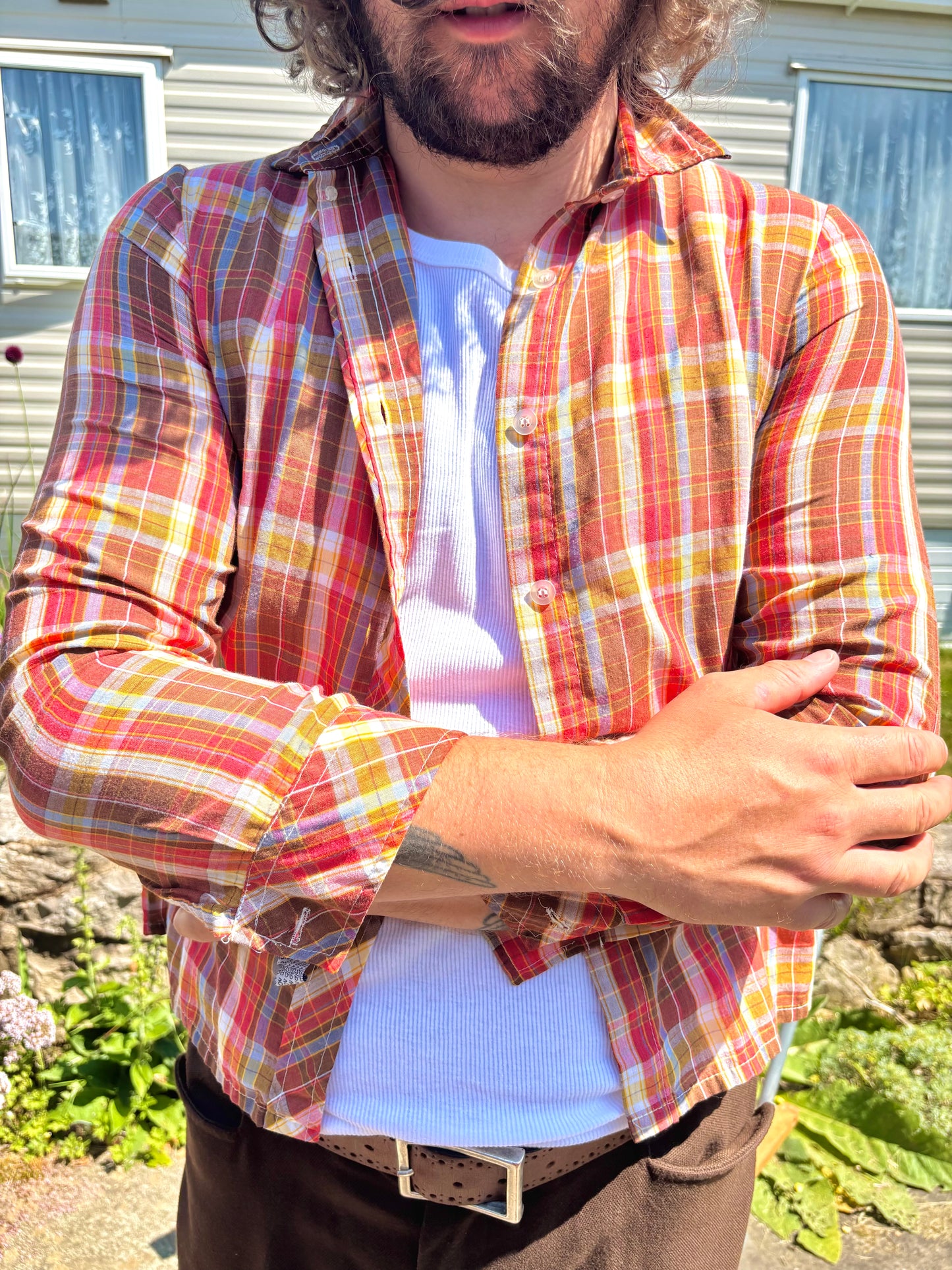 Vintage 70s Brown Check Shirt