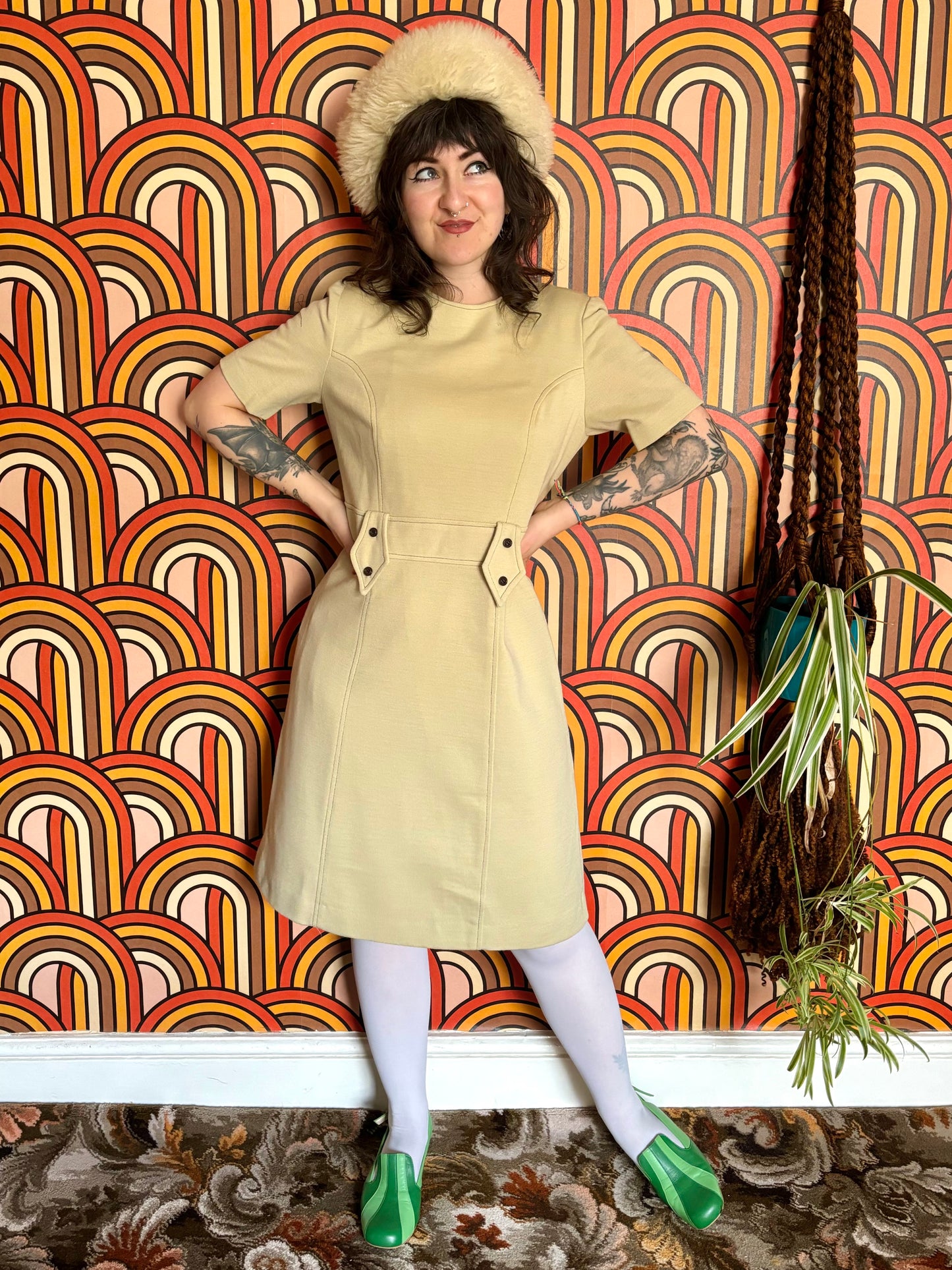 Vintage 60s Cream Wool Mod Dress