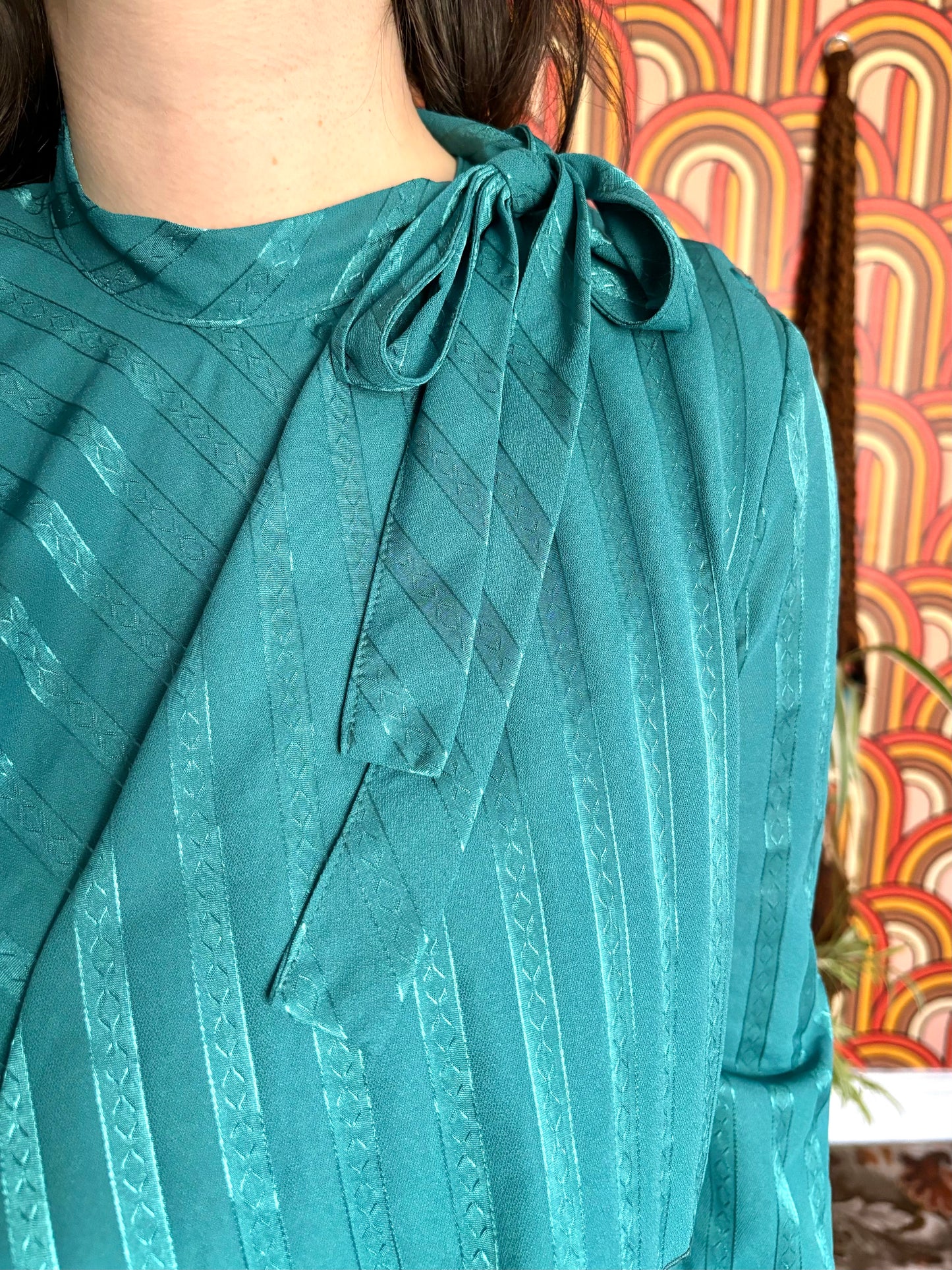 Vintage 70s Turquoise Midi Dress