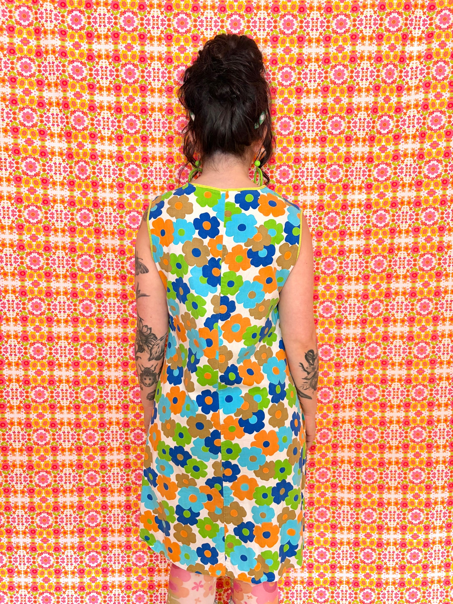 Vintage 60s Flower Power Button Down Dress