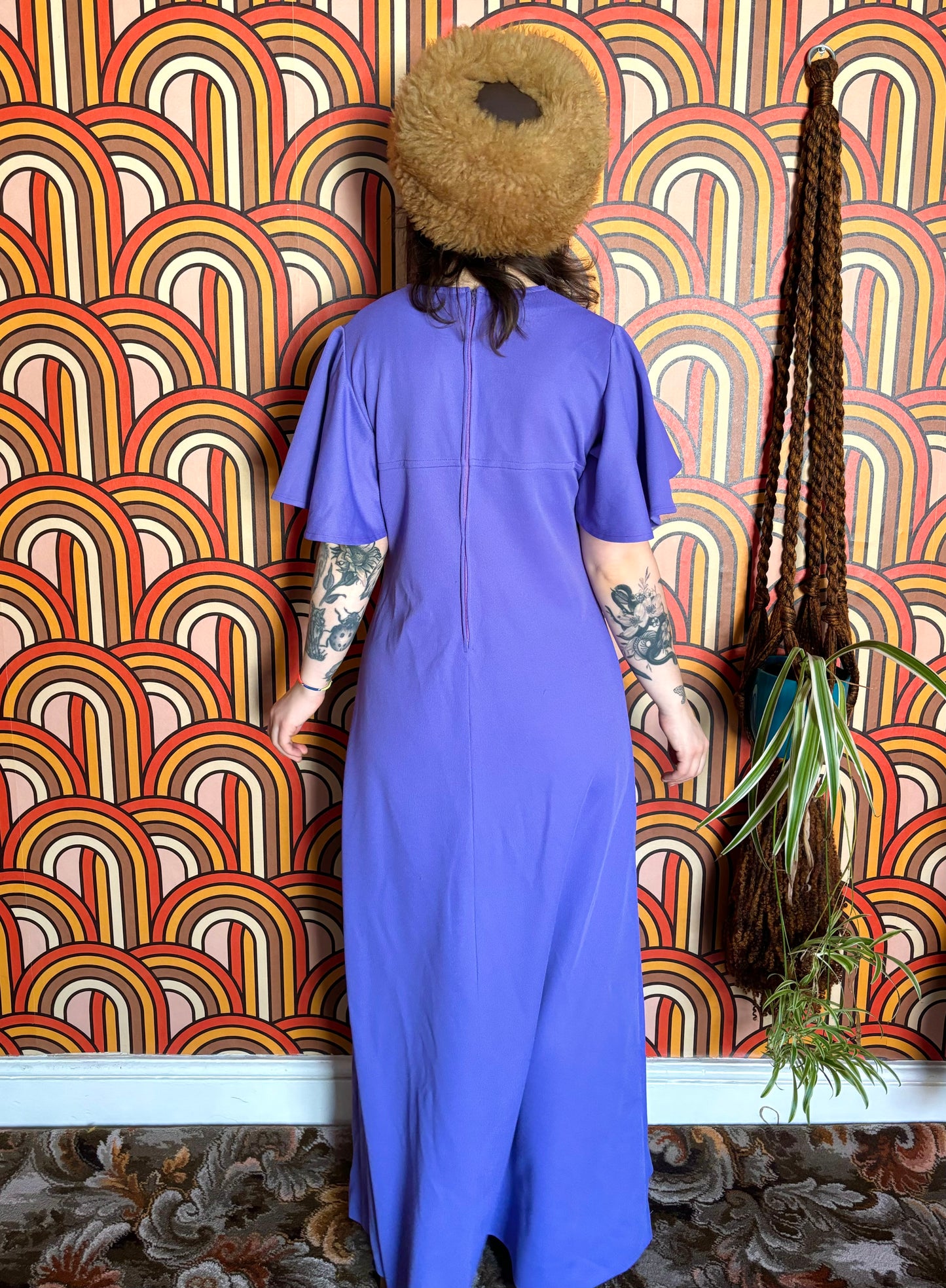 Vintage 70s Purple Lilac Maxi Dress